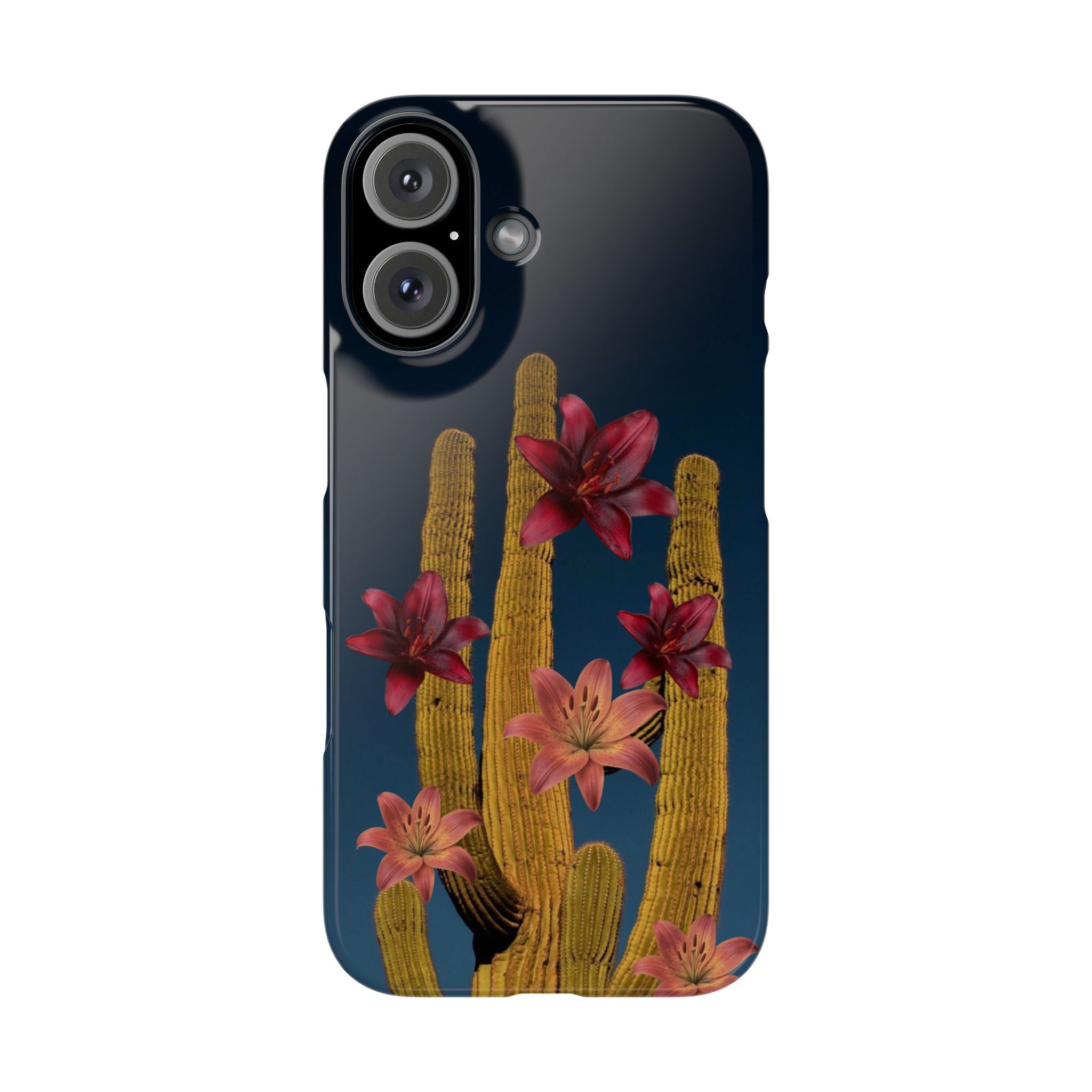 Cactus Bloom Slim Phone Case — Desert Floral Night Design