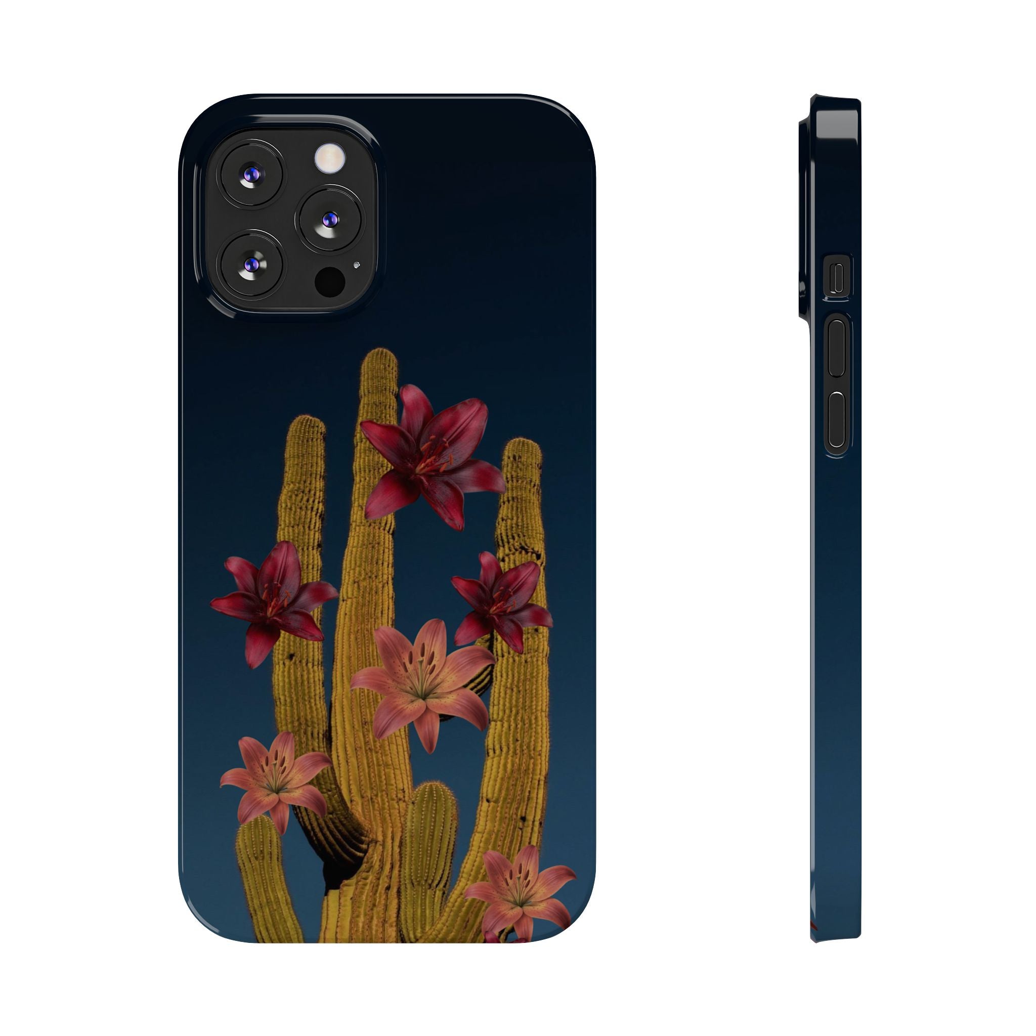 Cactus Bloom Slim Phone Case — Desert Floral Night Design