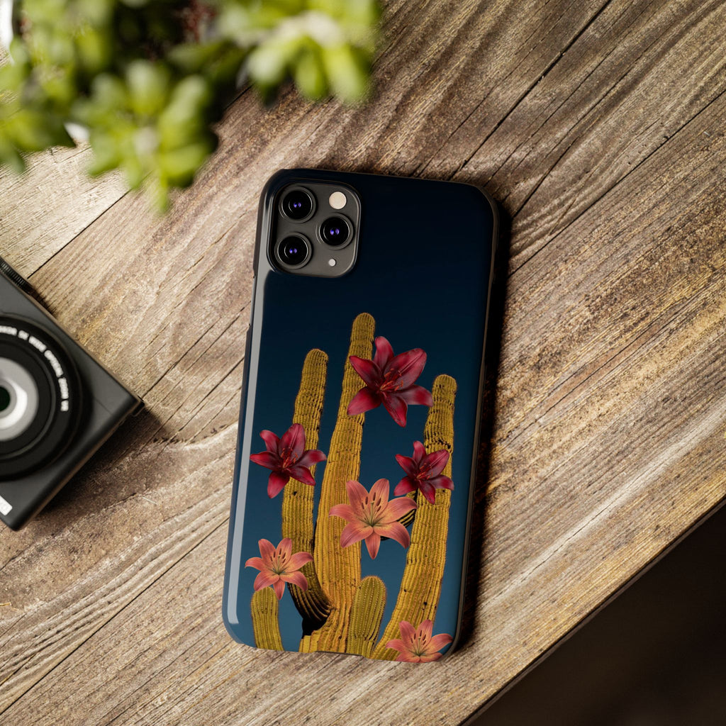 Cactus Bloom Slim Phone Case — Desert Floral Night Design