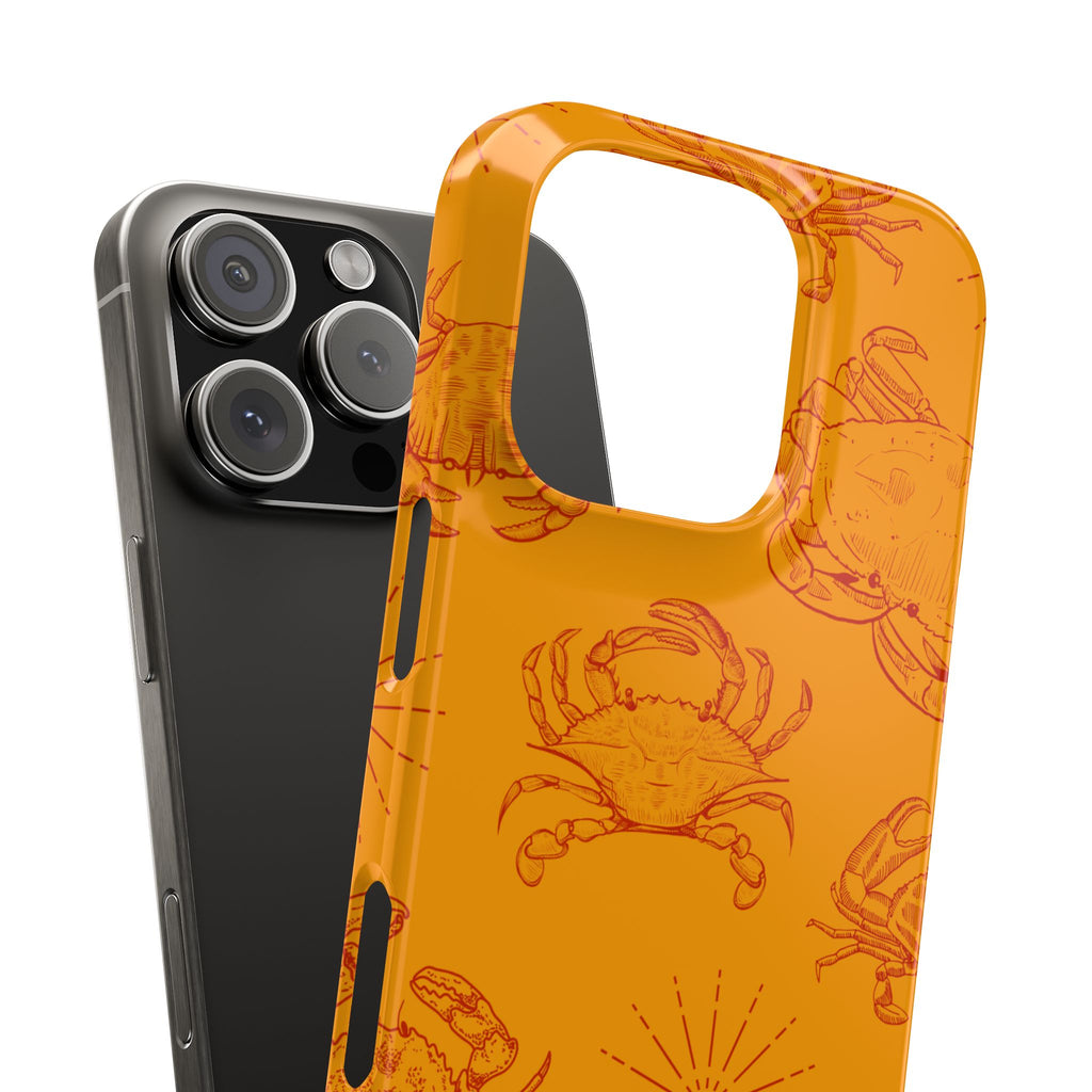 Crab Pattern Slim Phone Case — Orange Nautical Beach Vibe