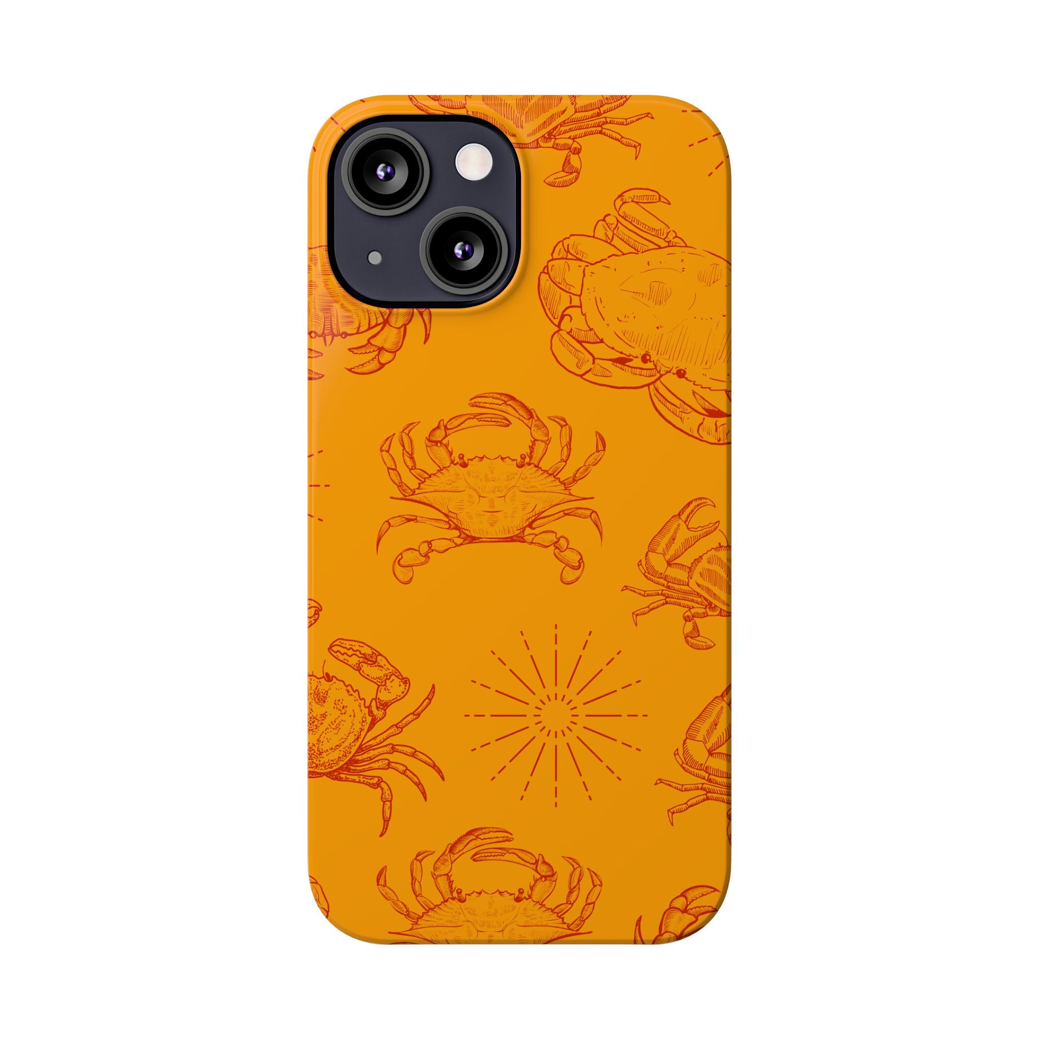 Crab Pattern Slim Phone Case — Orange Nautical Beach Vibe