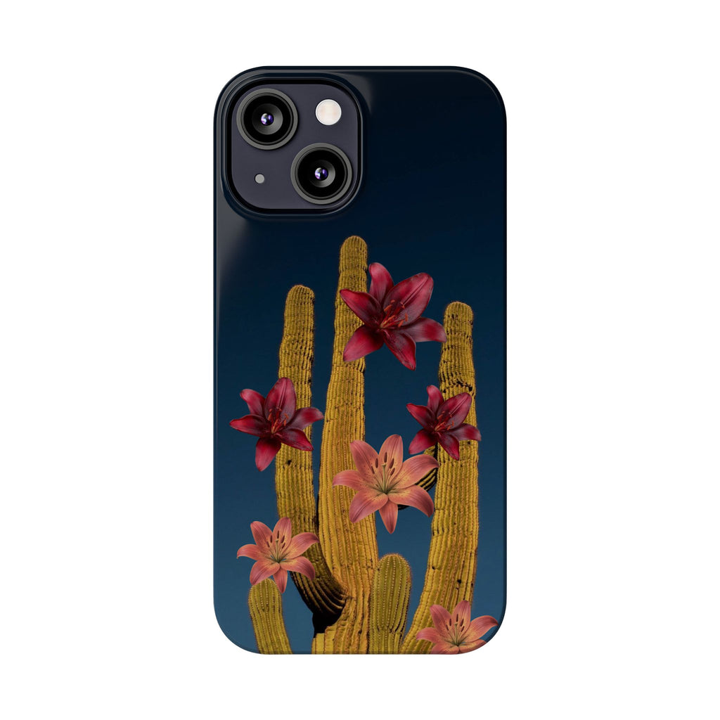 Cactus Bloom Slim Phone Case — Desert Floral Night Design