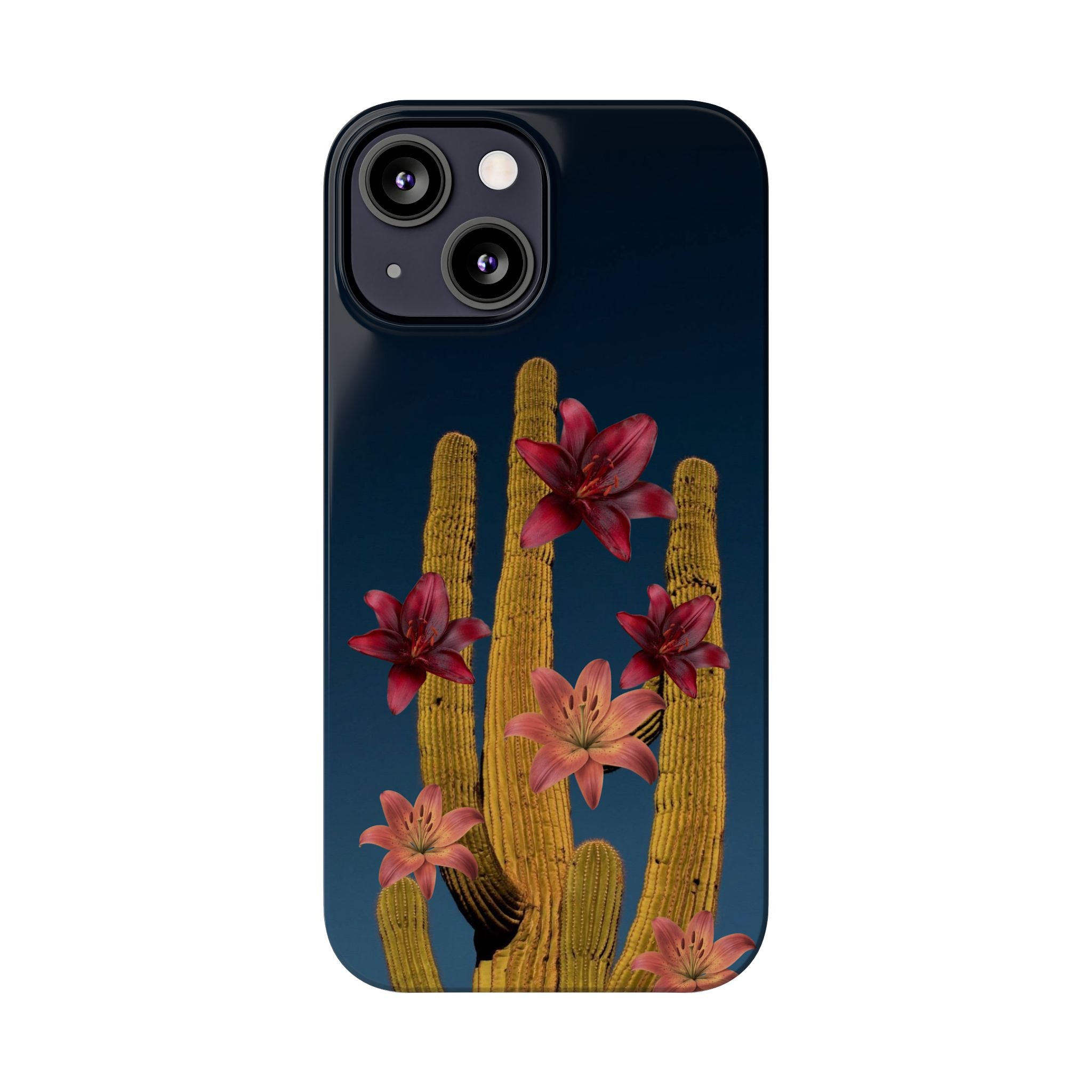 Cactus Bloom Slim Phone Case — Desert Floral Night Design