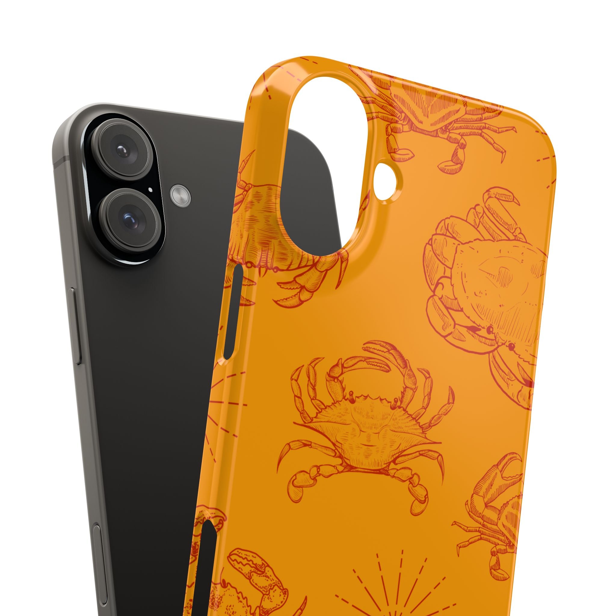 Crab Pattern Slim Phone Case — Orange Nautical Beach Vibe