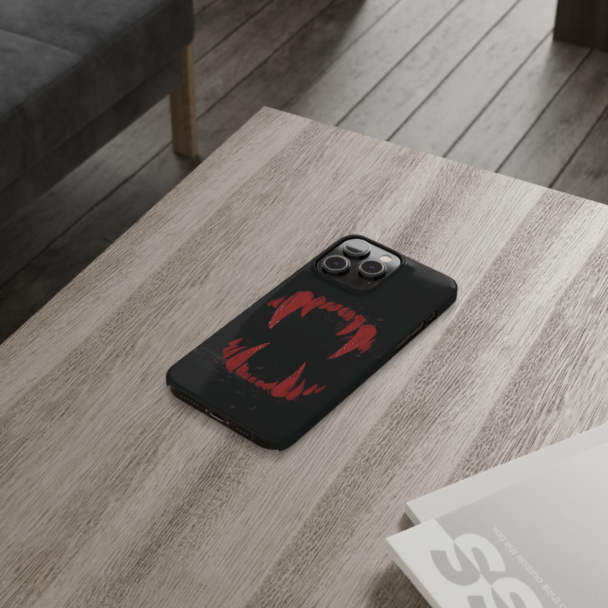 Vampire Fangs Slim Phone Case — Gothic Red Bite Design
