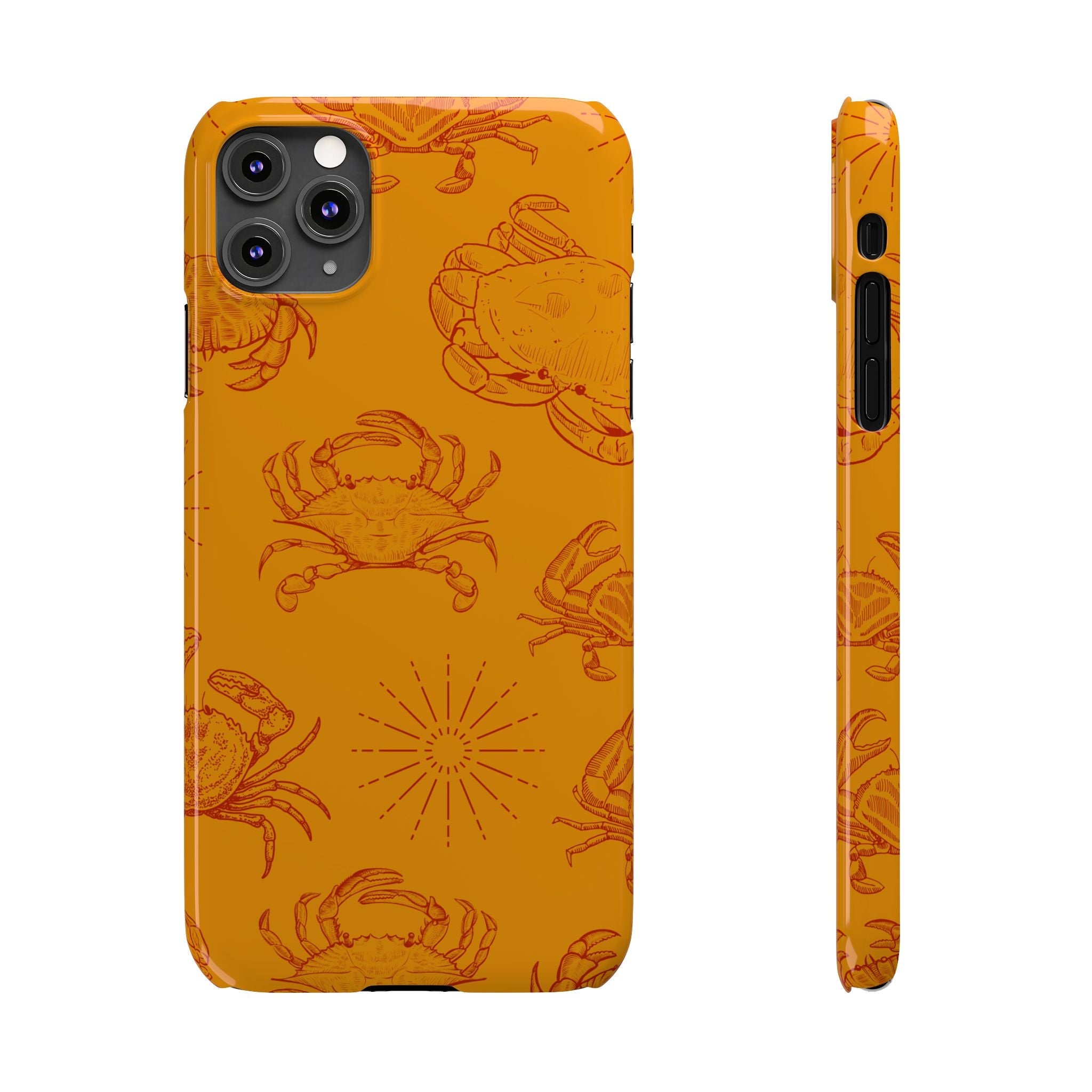 Crab Pattern Slim Phone Case — Orange Nautical Beach Vibe