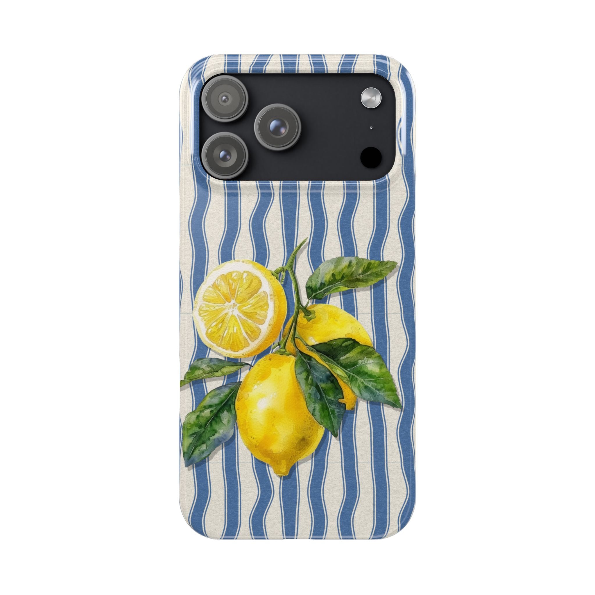 Lemon Stripe Slim Phone Case – Hand-Painted Citrus Design