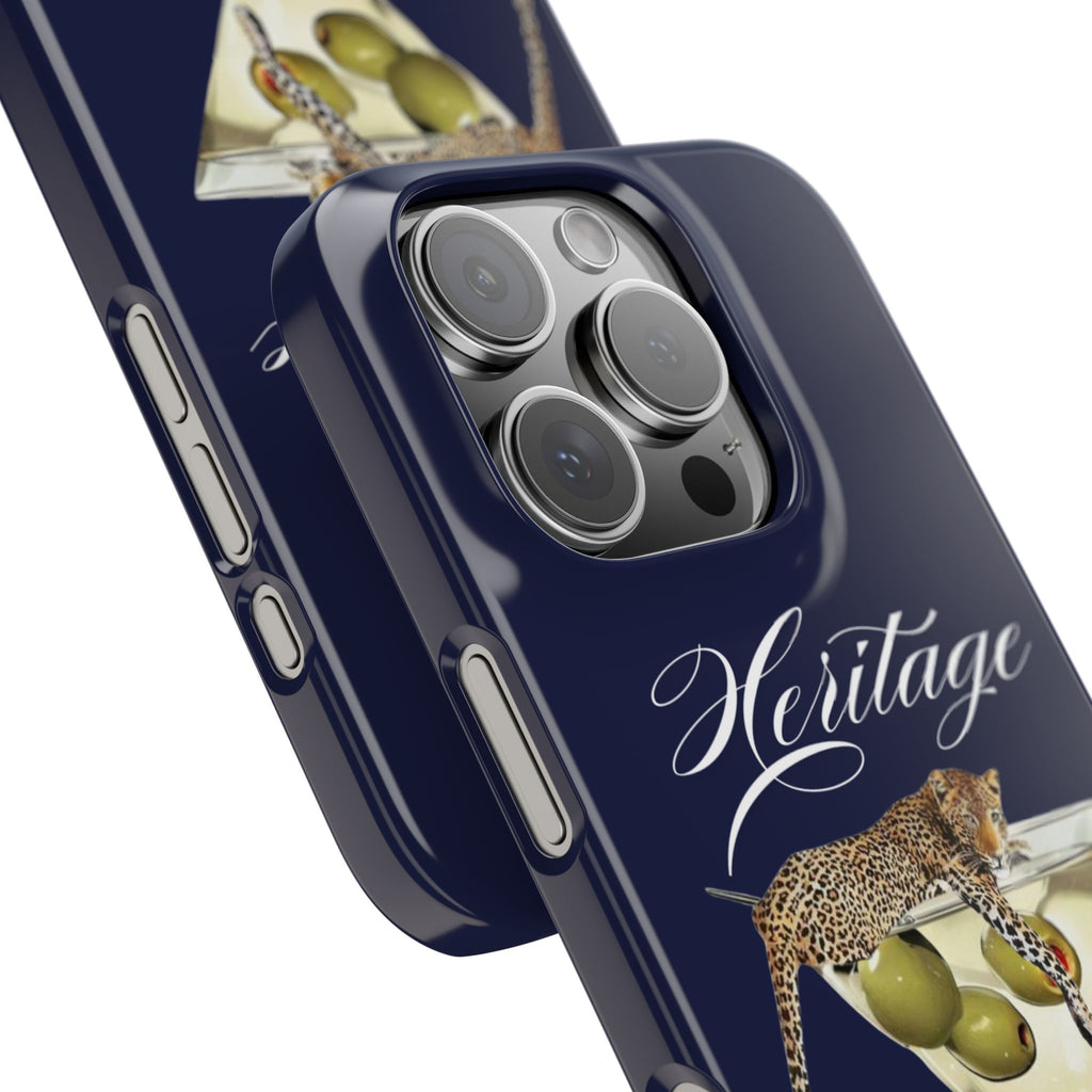 Heritage Cheetah Martini Slim Phone Case — Floral Cocktail Design