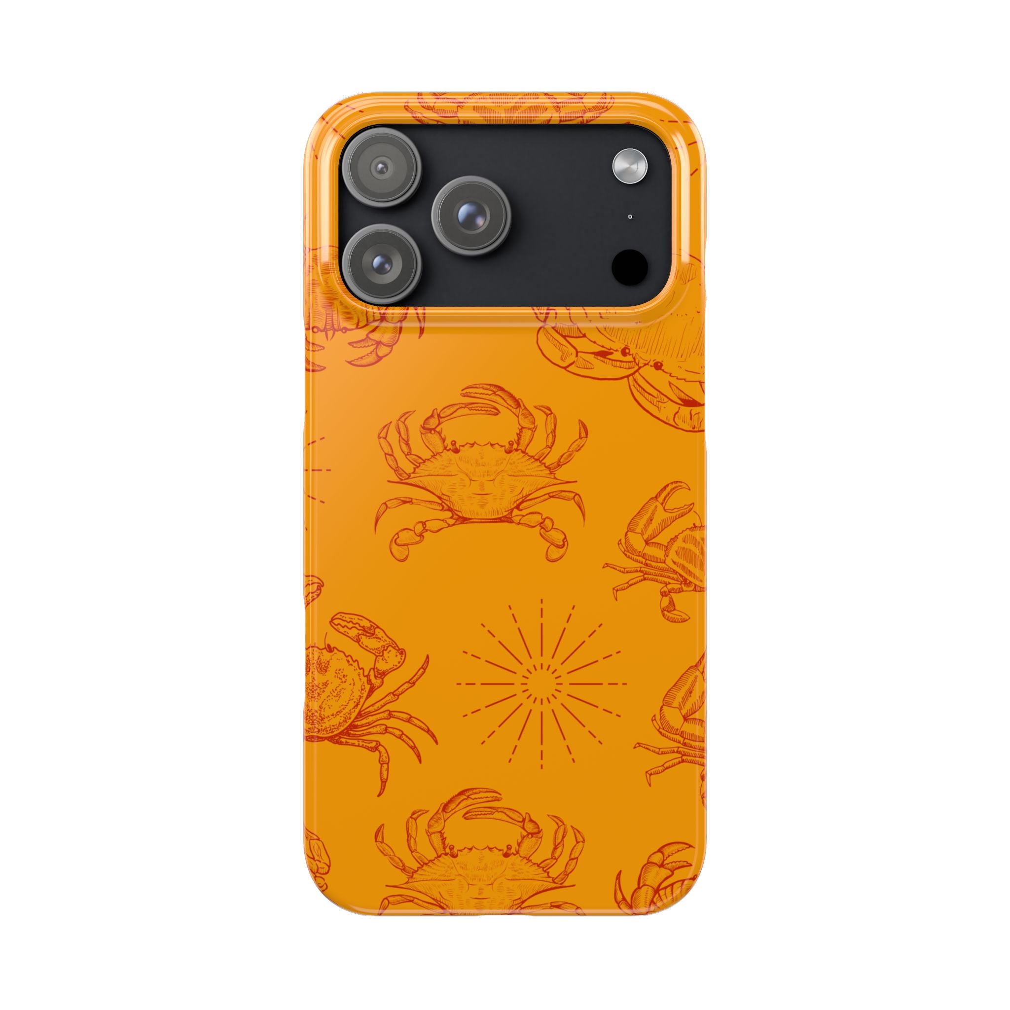 Crab Pattern Slim Phone Case — Orange Nautical Beach Vibe