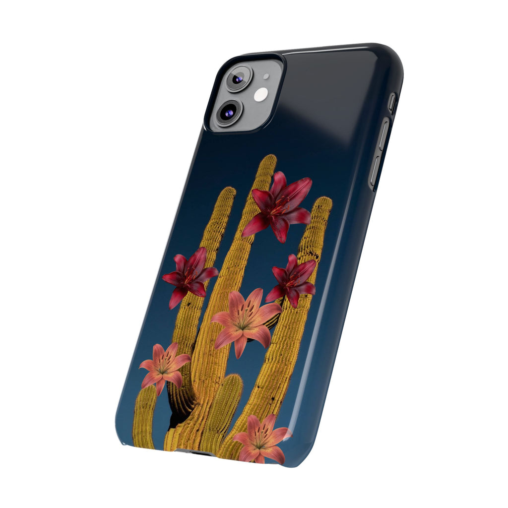 Cactus Bloom Slim Phone Case — Desert Floral Night Design