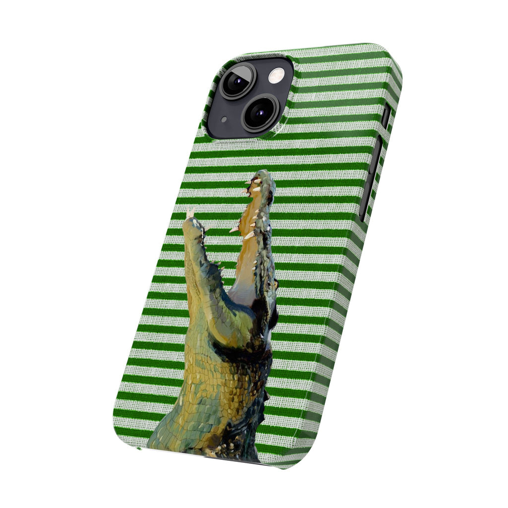 Alligator Stripes Slim Phone Case — Green Striped Gator Design
