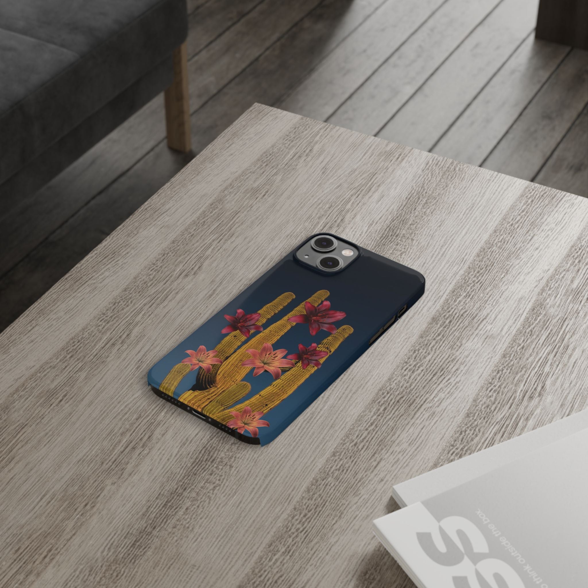 Cactus Bloom Slim Phone Case — Desert Floral Night Design