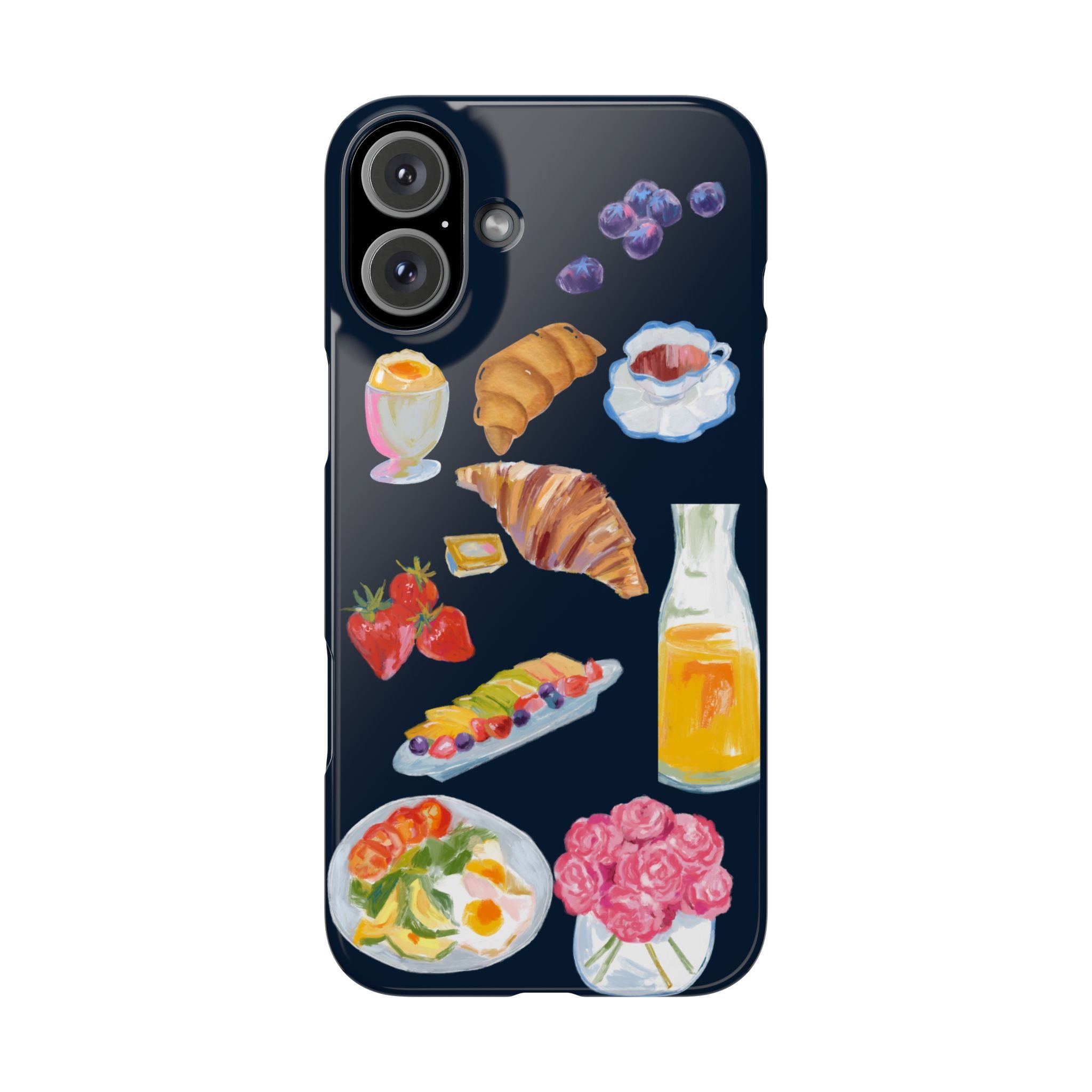 Brunch Icons Slim Phone Case — Croissant, Eggs & Juice Breakfast Design