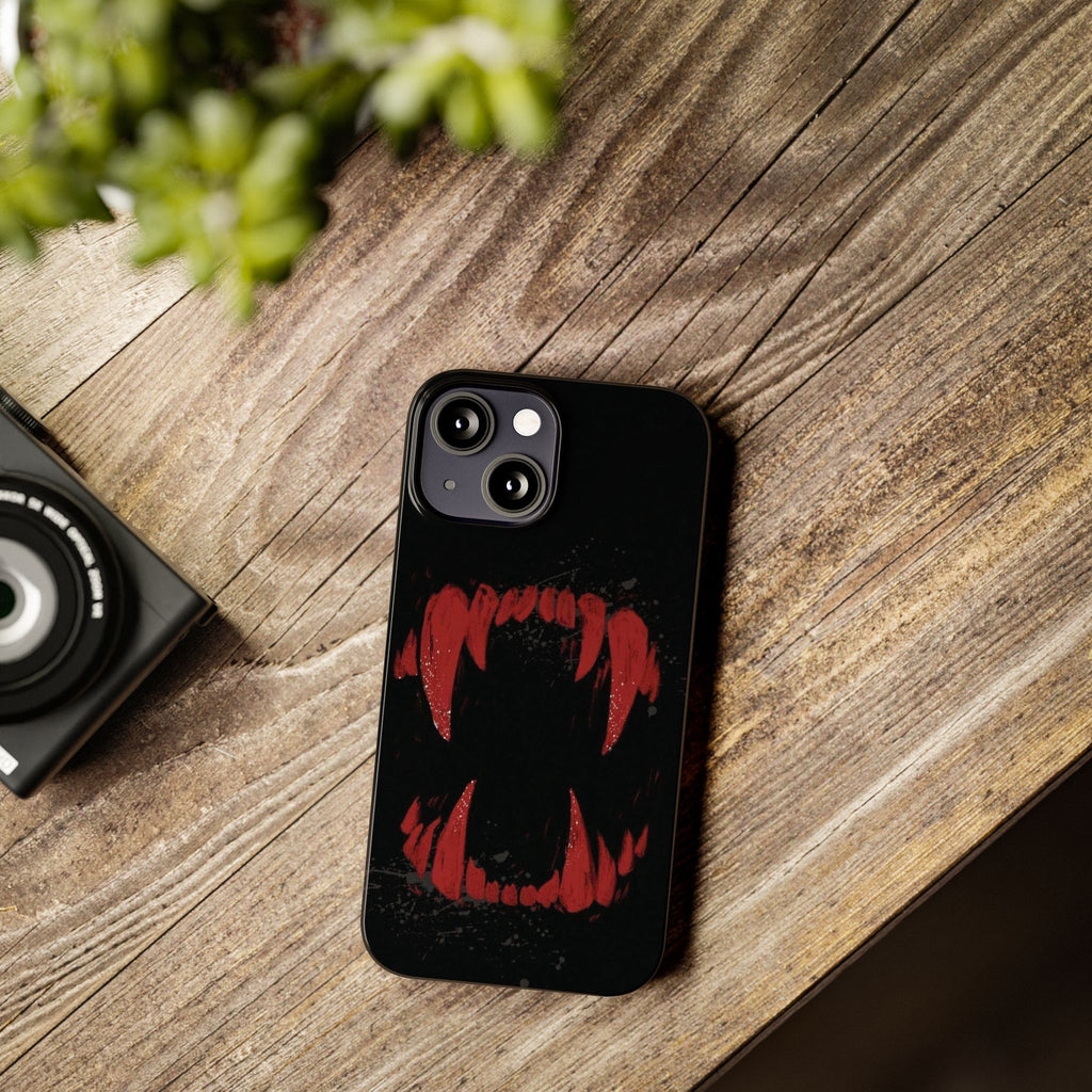 Vampire Fangs Slim Phone Case — Gothic Red Bite Design