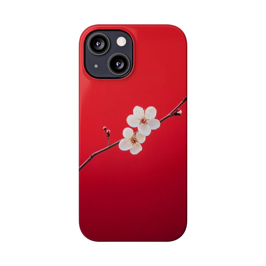 Minimal Red Sakura Blossom Design