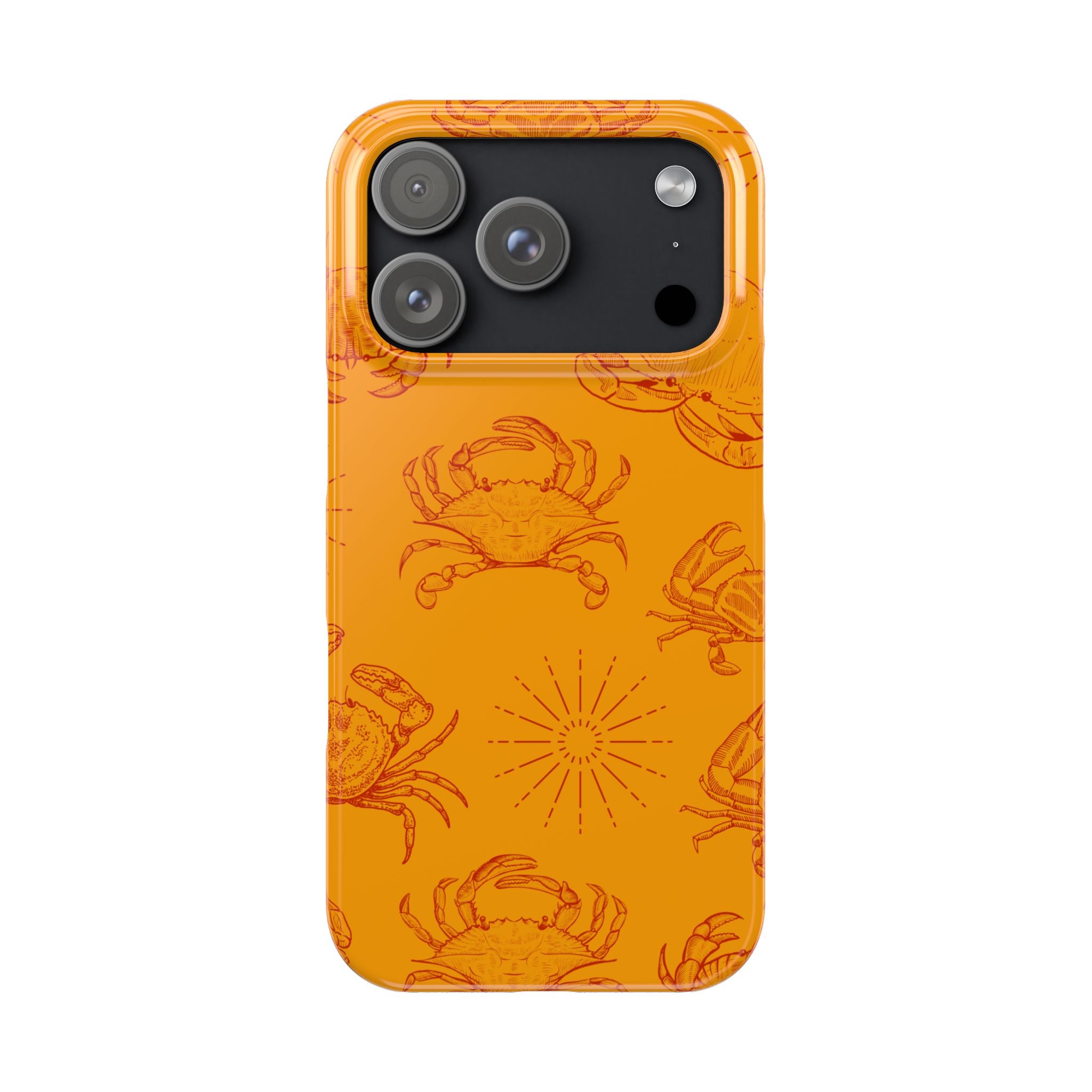 Crab Pattern Slim Phone Case — Orange Nautical Beach Vibe