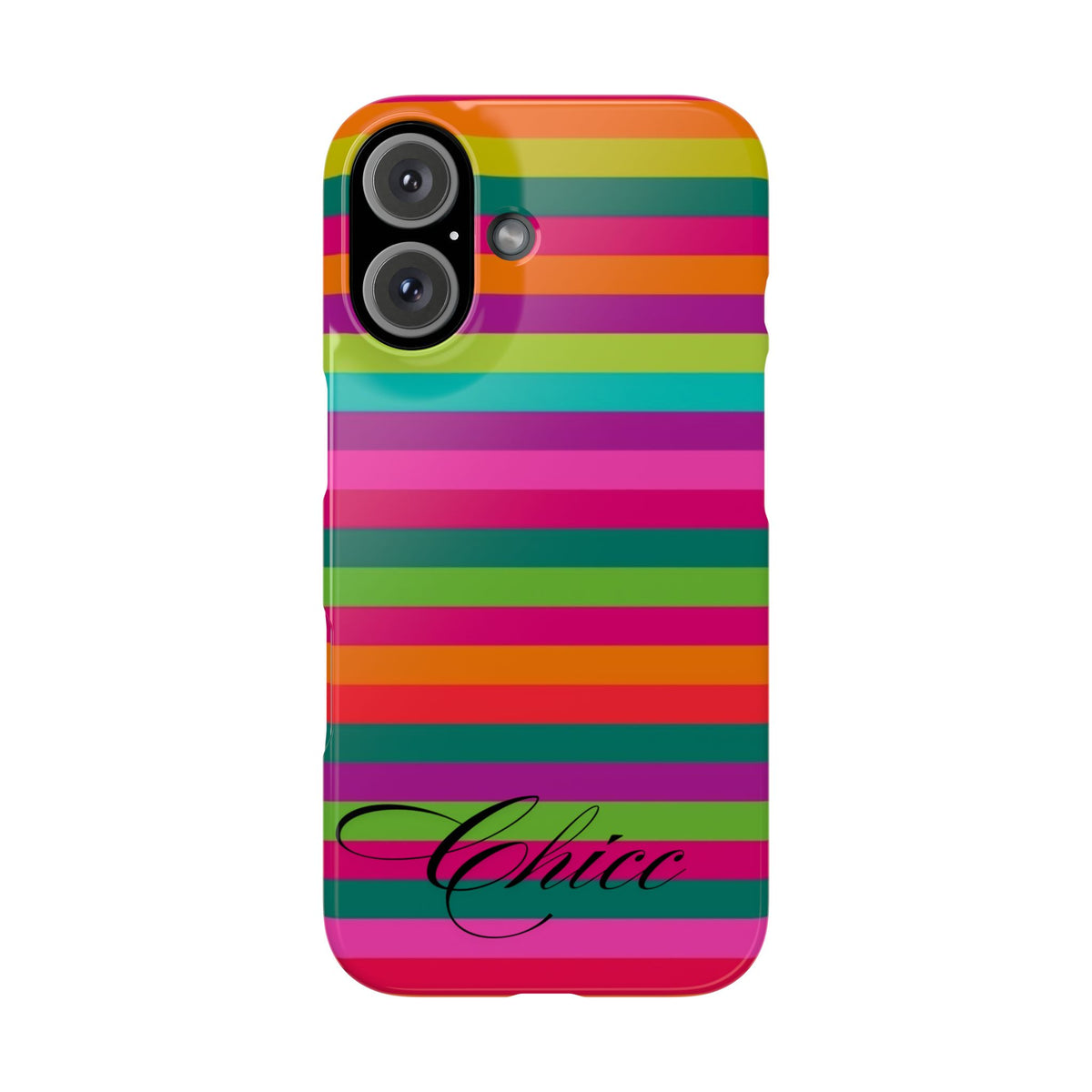 Chic Stripes Slim Phone Case — Colorful Rainbow Stripe Monogram Phone Cover