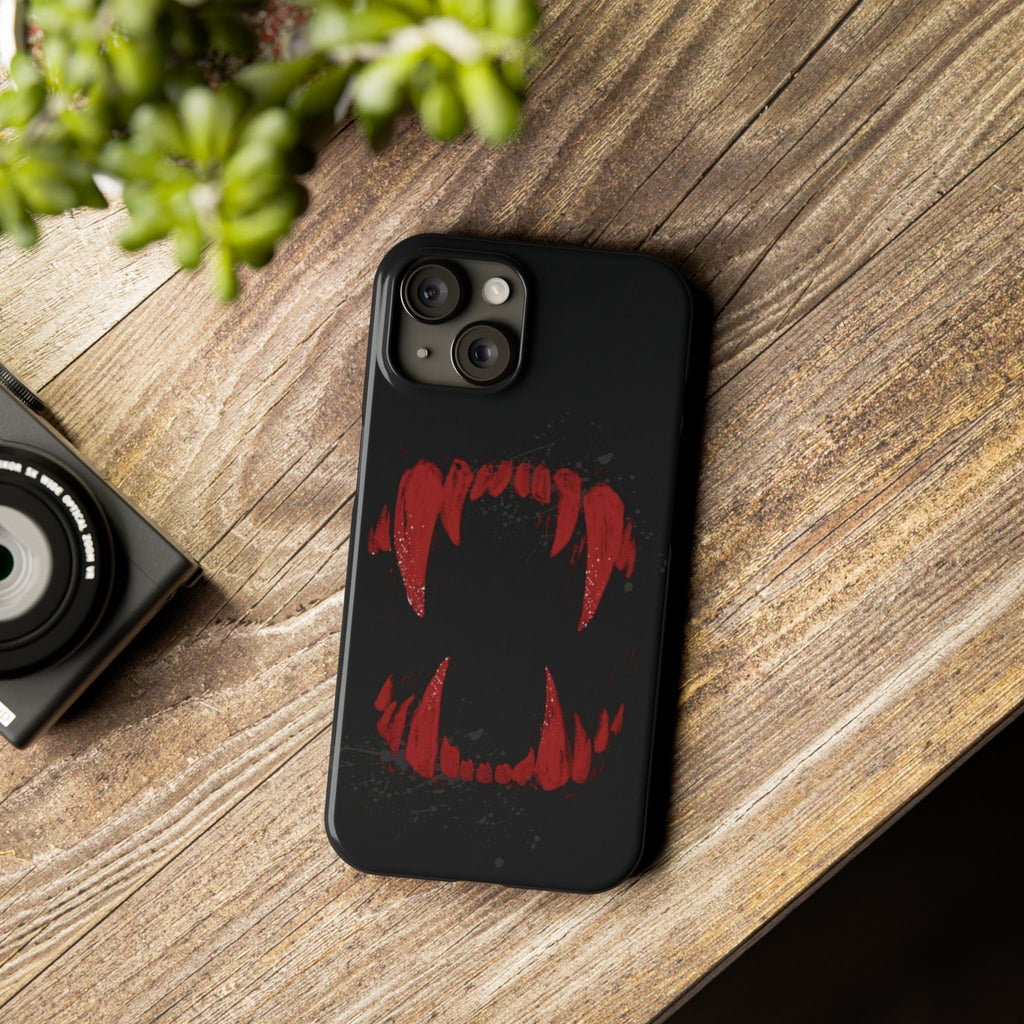 Vampire Fangs Slim Phone Case — Gothic Red Bite Design