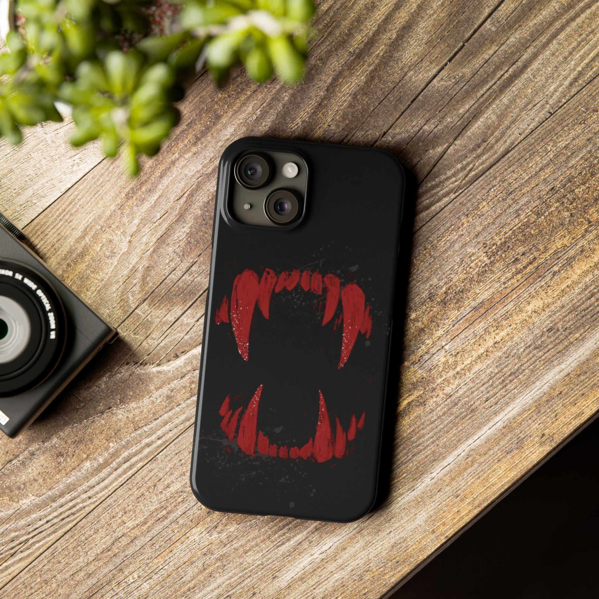 Vampire Fangs Slim Phone Case — Gothic Red Bite Design