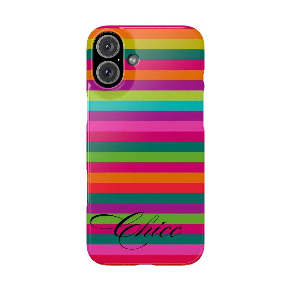 Chic Stripes Slim Phone Case — Colorful Rainbow Stripe Monogram Phone Cover