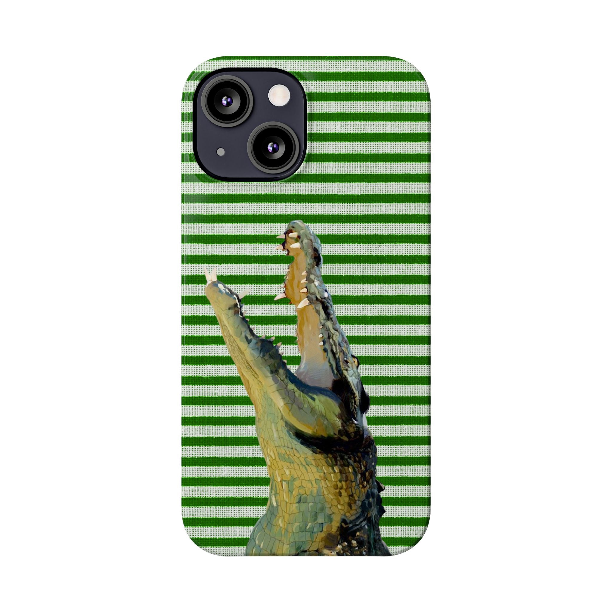 Alligator Stripes Slim Phone Case — Green Striped Gator Design