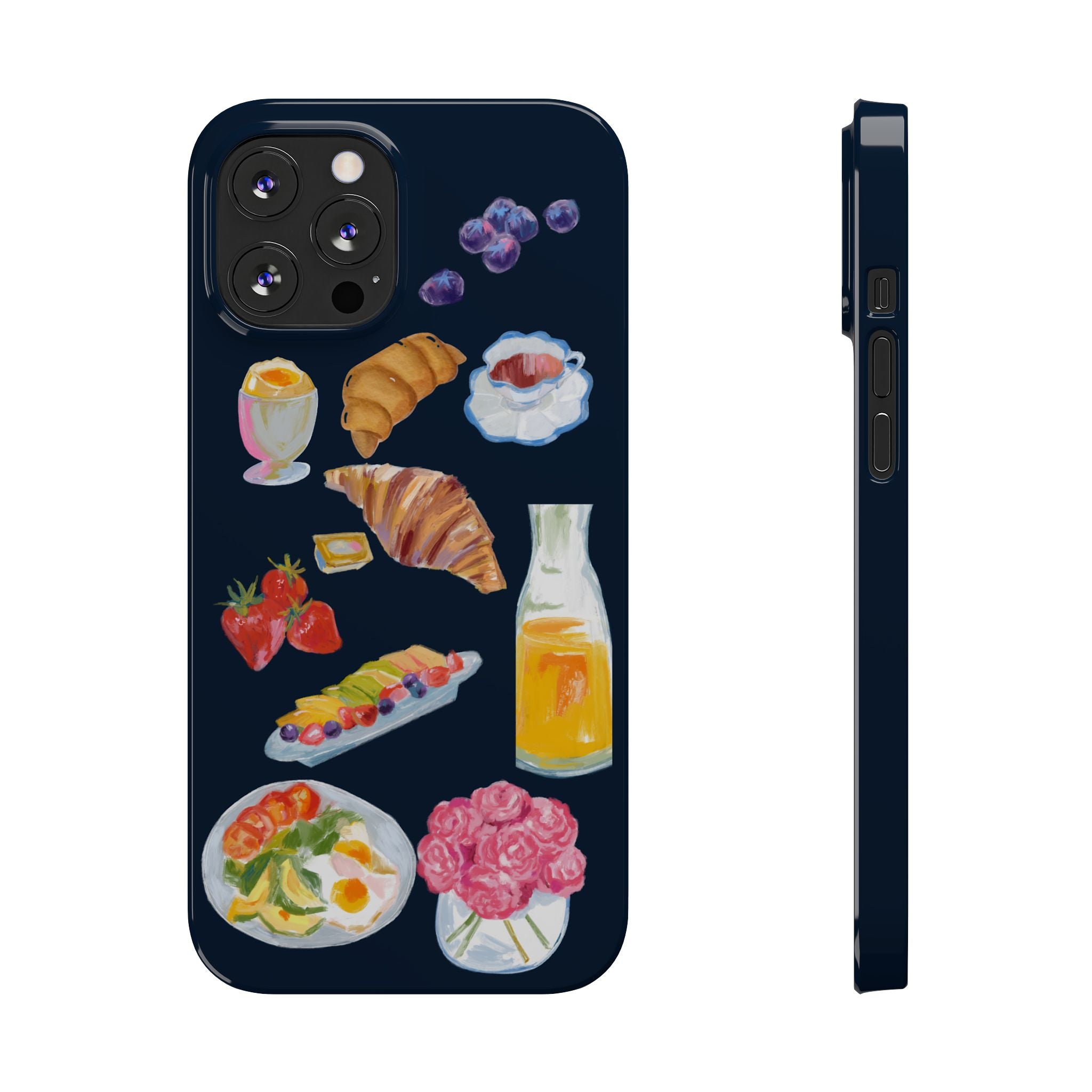 Brunch Icons Slim Phone Case — Croissant, Eggs & Juice Breakfast Design