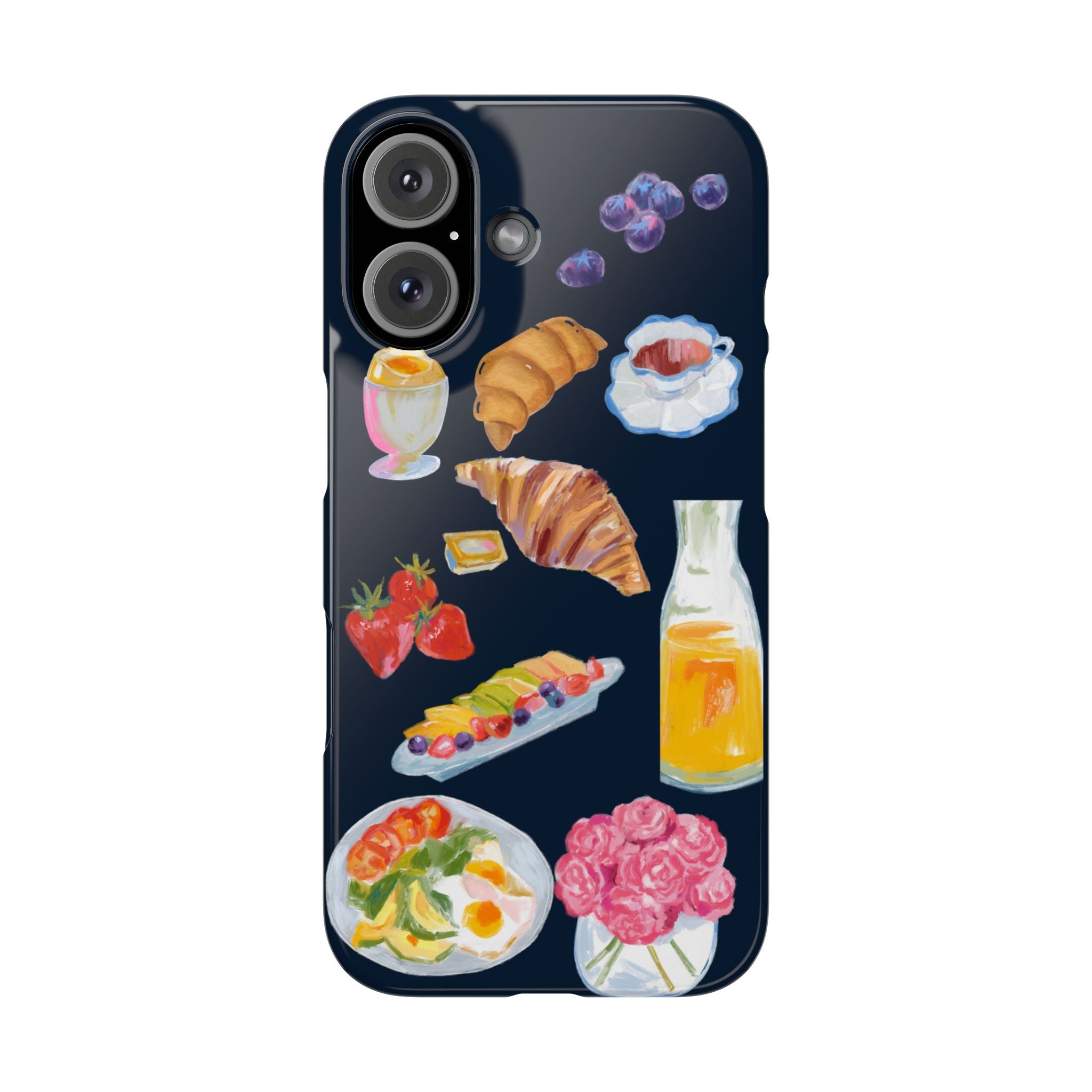 Brunch Icons Slim Phone Case — Croissant, Eggs & Juice Breakfast Design