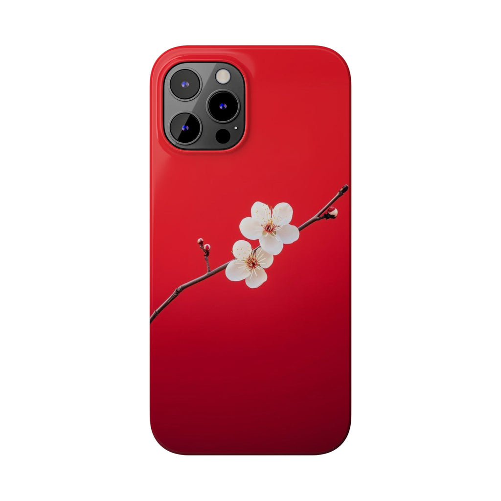 Minimal Red Sakura Blossom Design