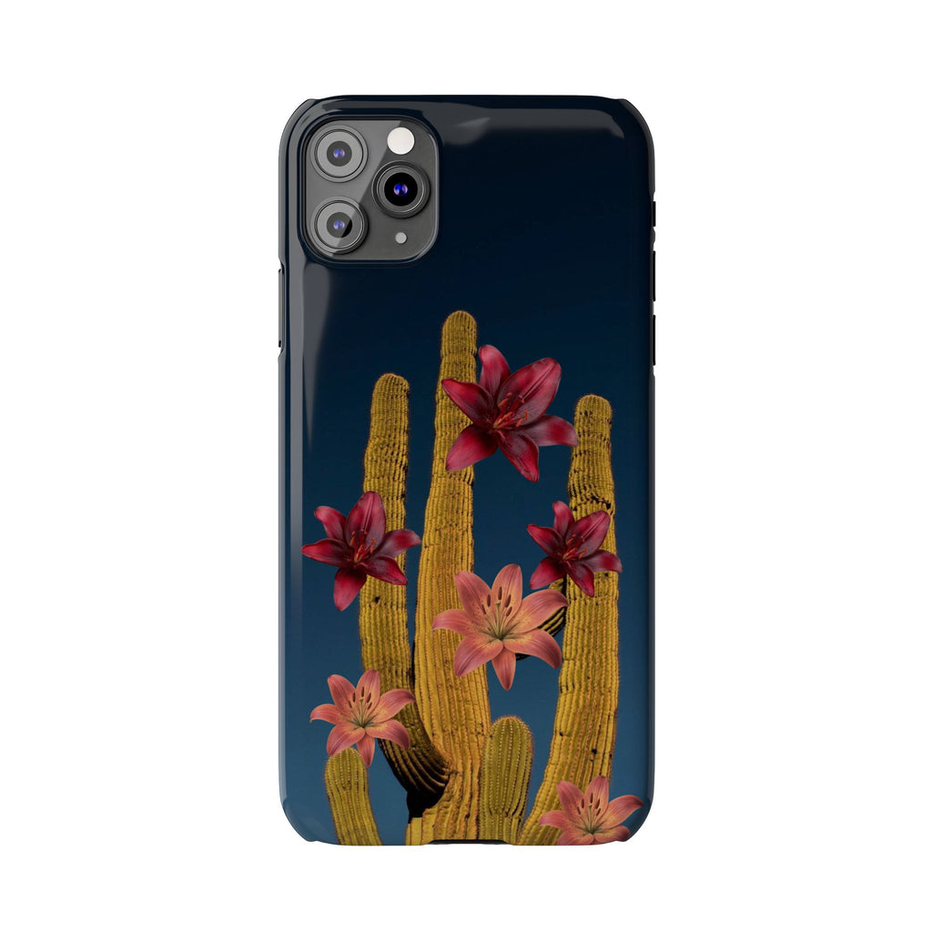 Cactus Bloom Slim Phone Case — Desert Floral Night Design