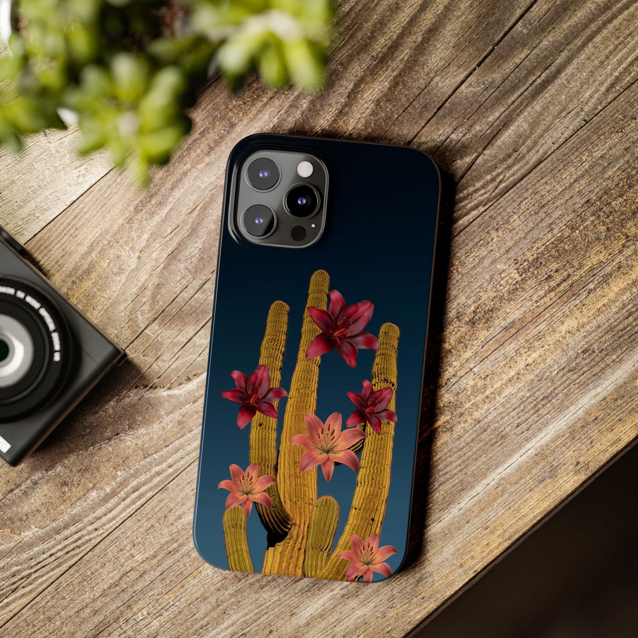 Cactus Bloom Slim Phone Case — Desert Floral Night Design