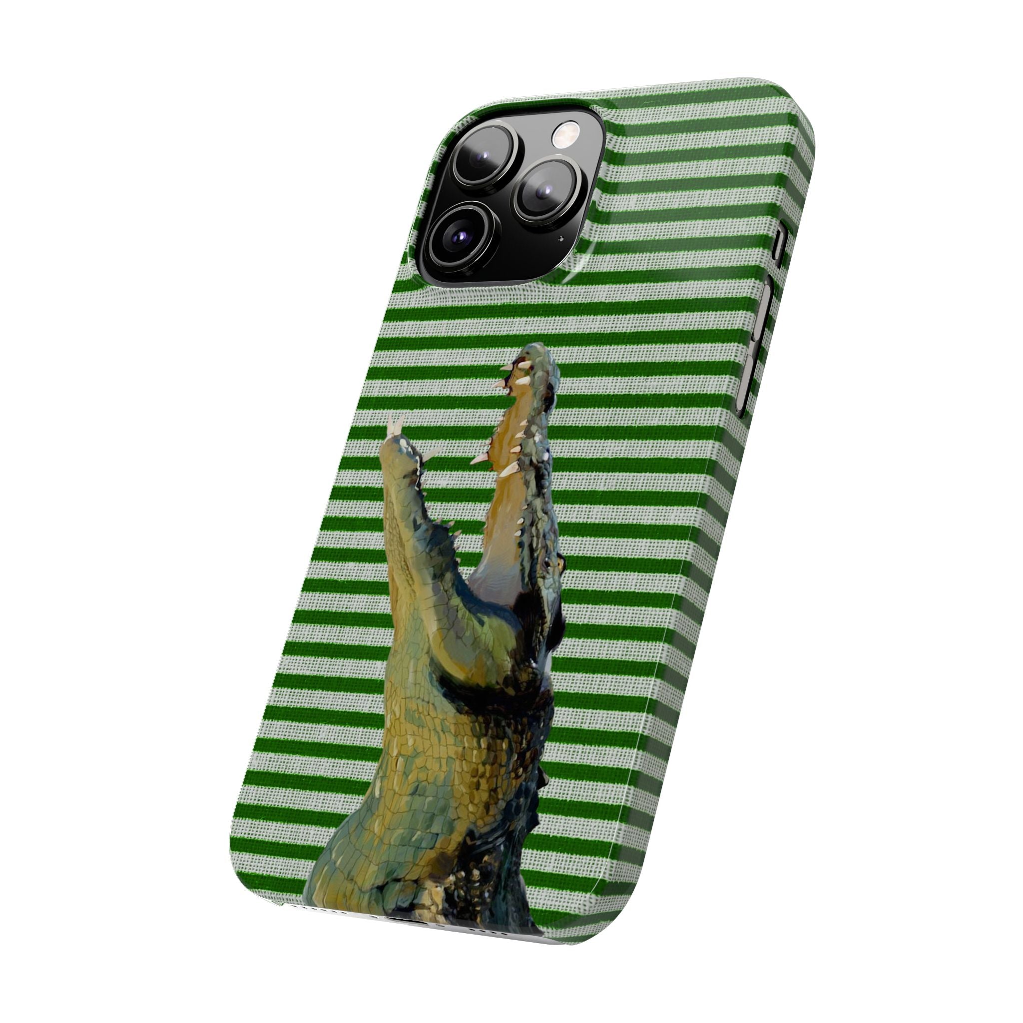 Alligator Stripes Slim Phone Case — Green Striped Gator Design