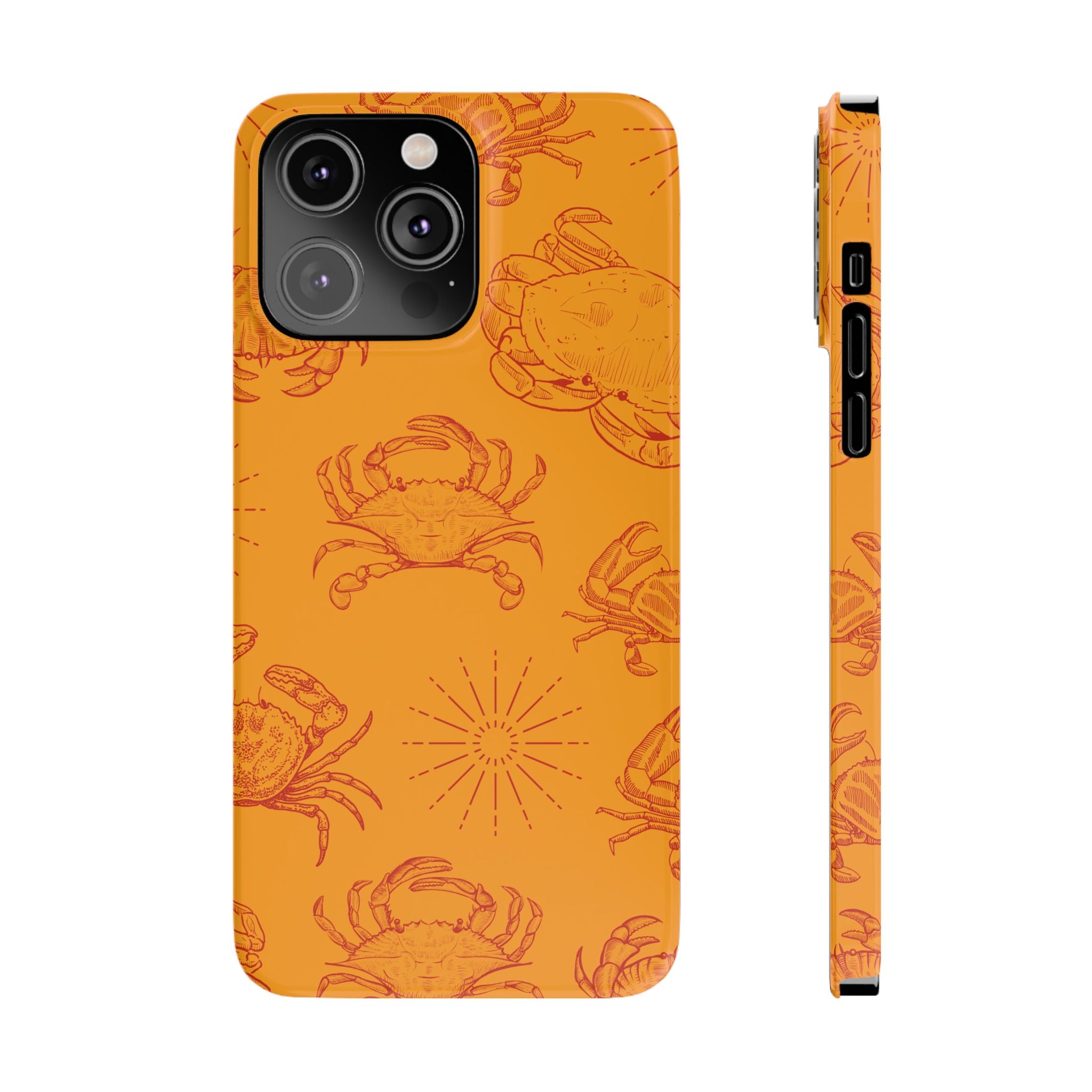 Crab Pattern Slim Phone Case — Orange Nautical Beach Vibe