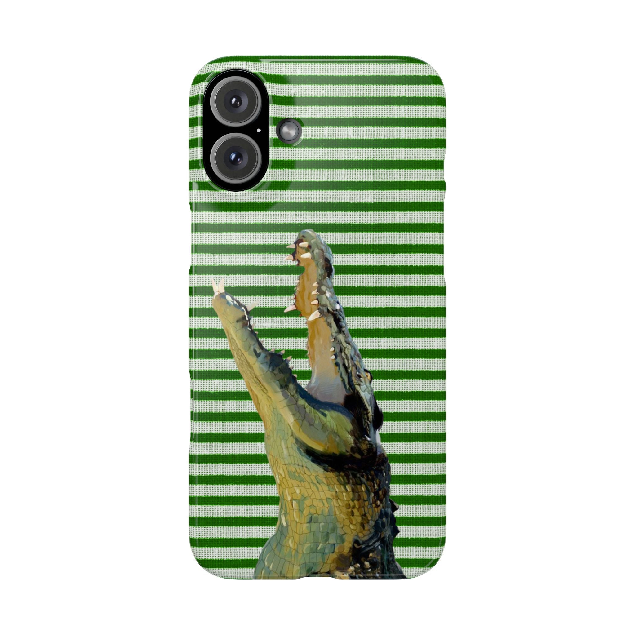 Alligator Stripes Slim Phone Case — Green Striped Gator Design
