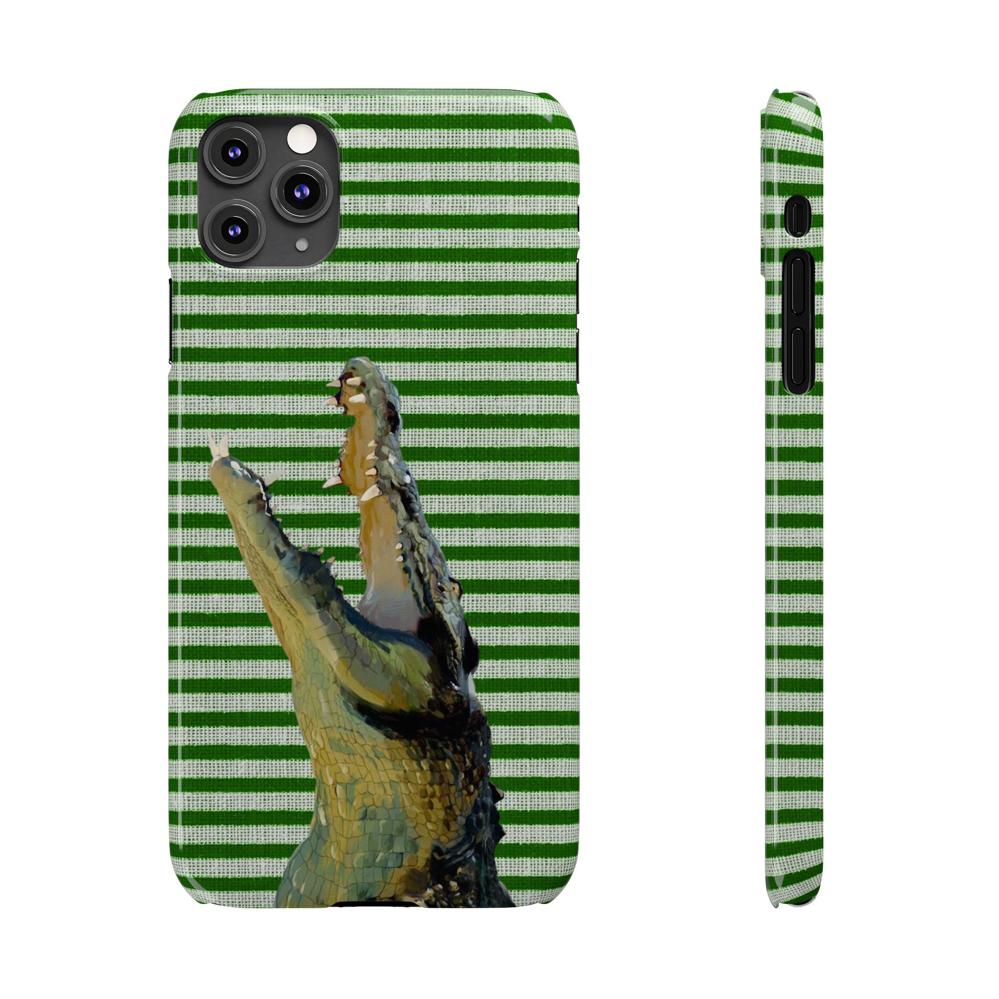 Alligator Stripes Slim Phone Case — Green Striped Gator Design