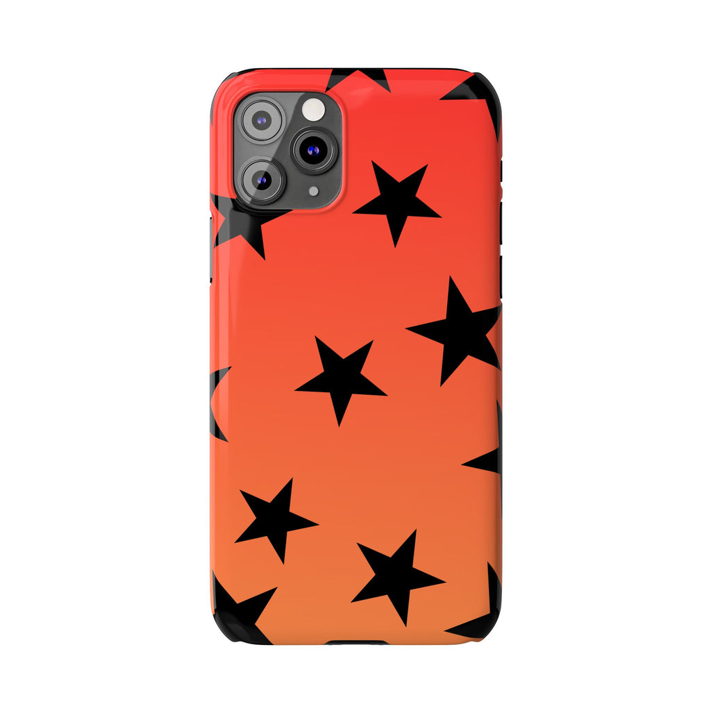 Star Pattern Slim Phone Case — Gradient Orange Red with Black Stars