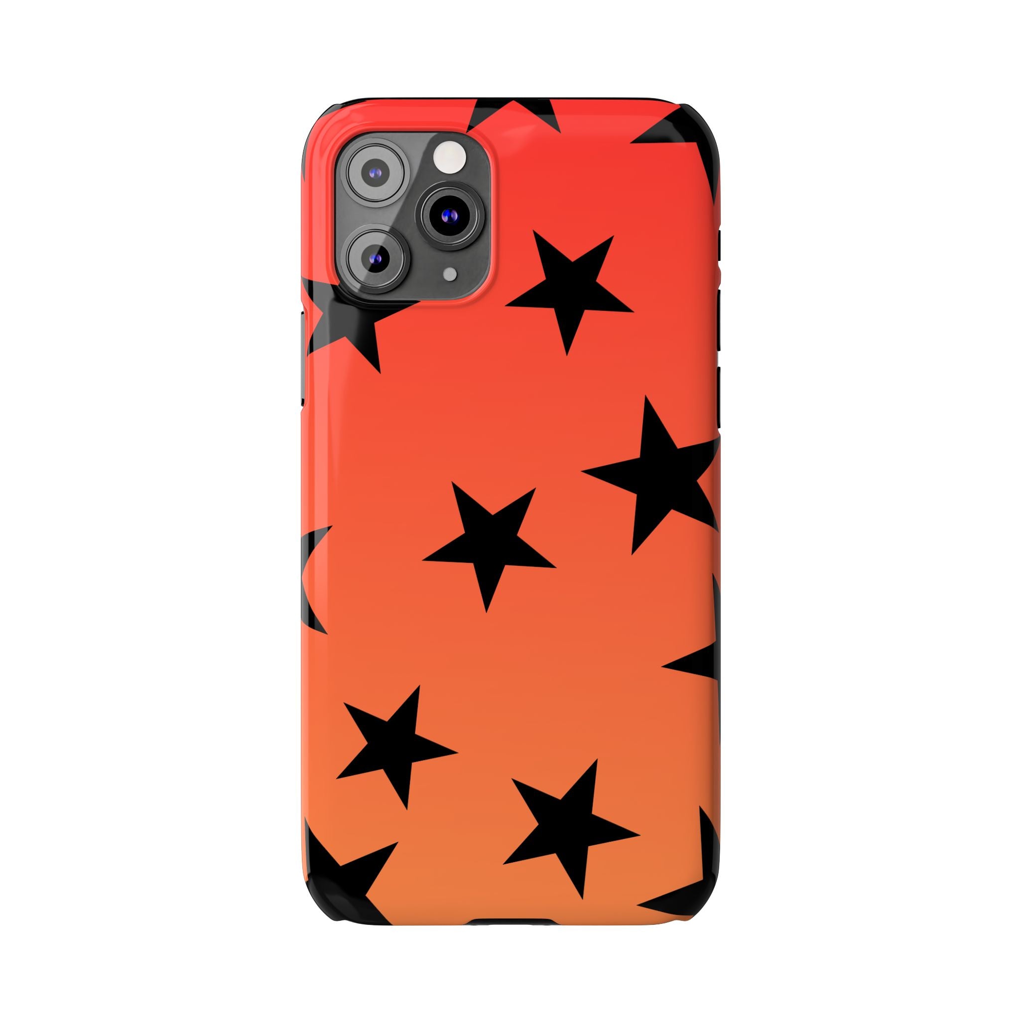 Star Pattern Slim Phone Case — Gradient Orange Red with Black Stars