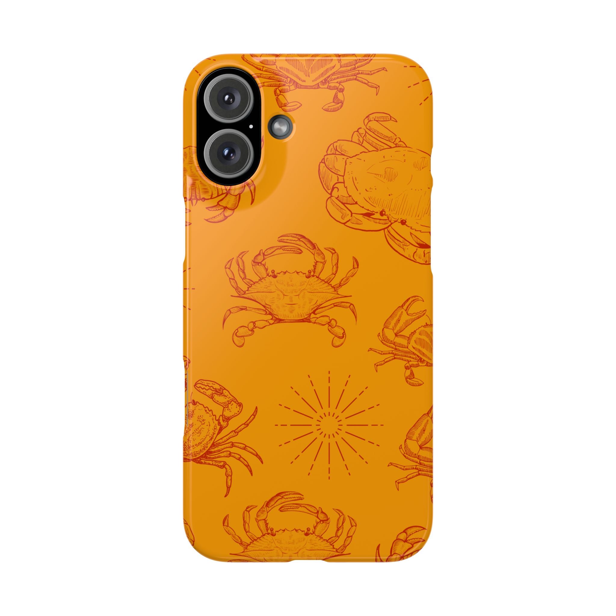 Crab Pattern Slim Phone Case — Orange Nautical Beach Vibe
