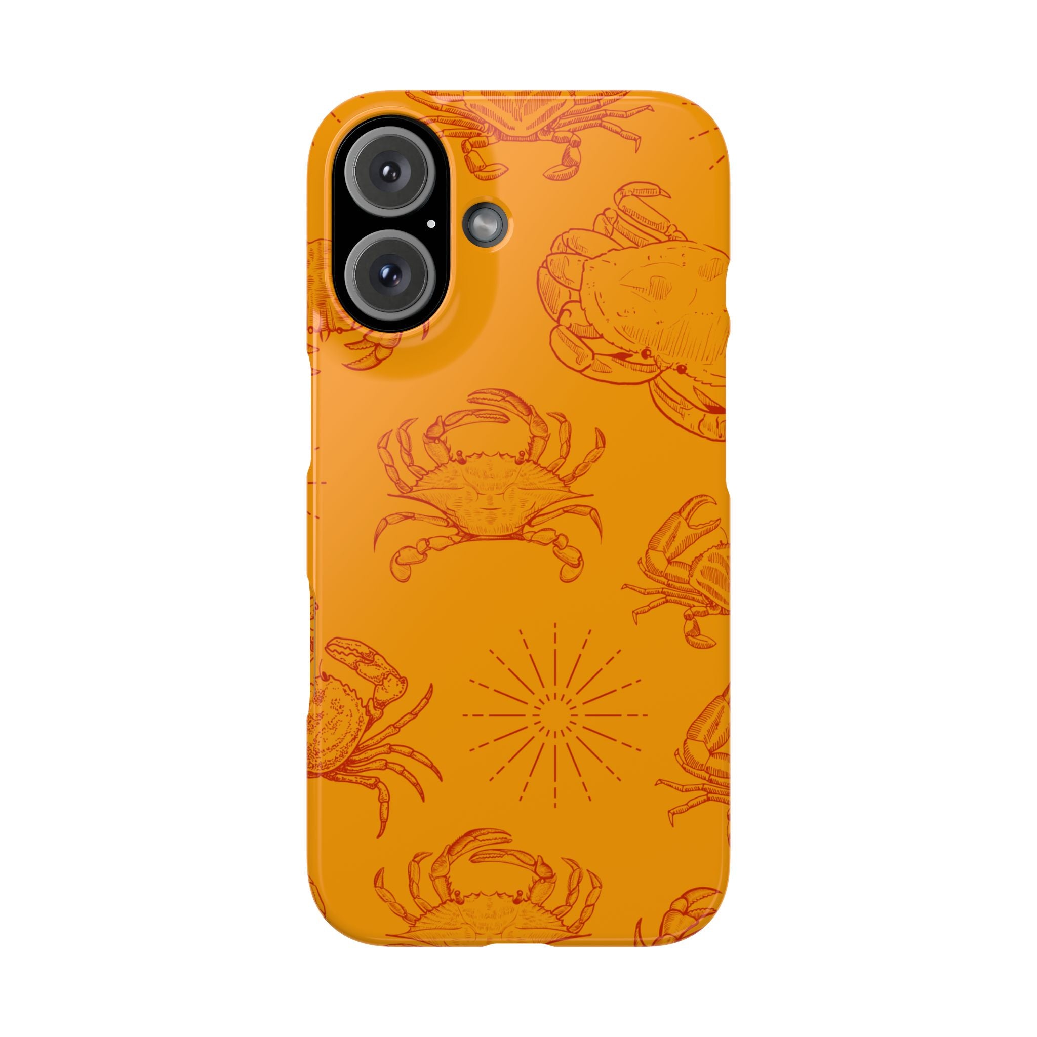 Crab Pattern Slim Phone Case — Orange Nautical Beach Vibe