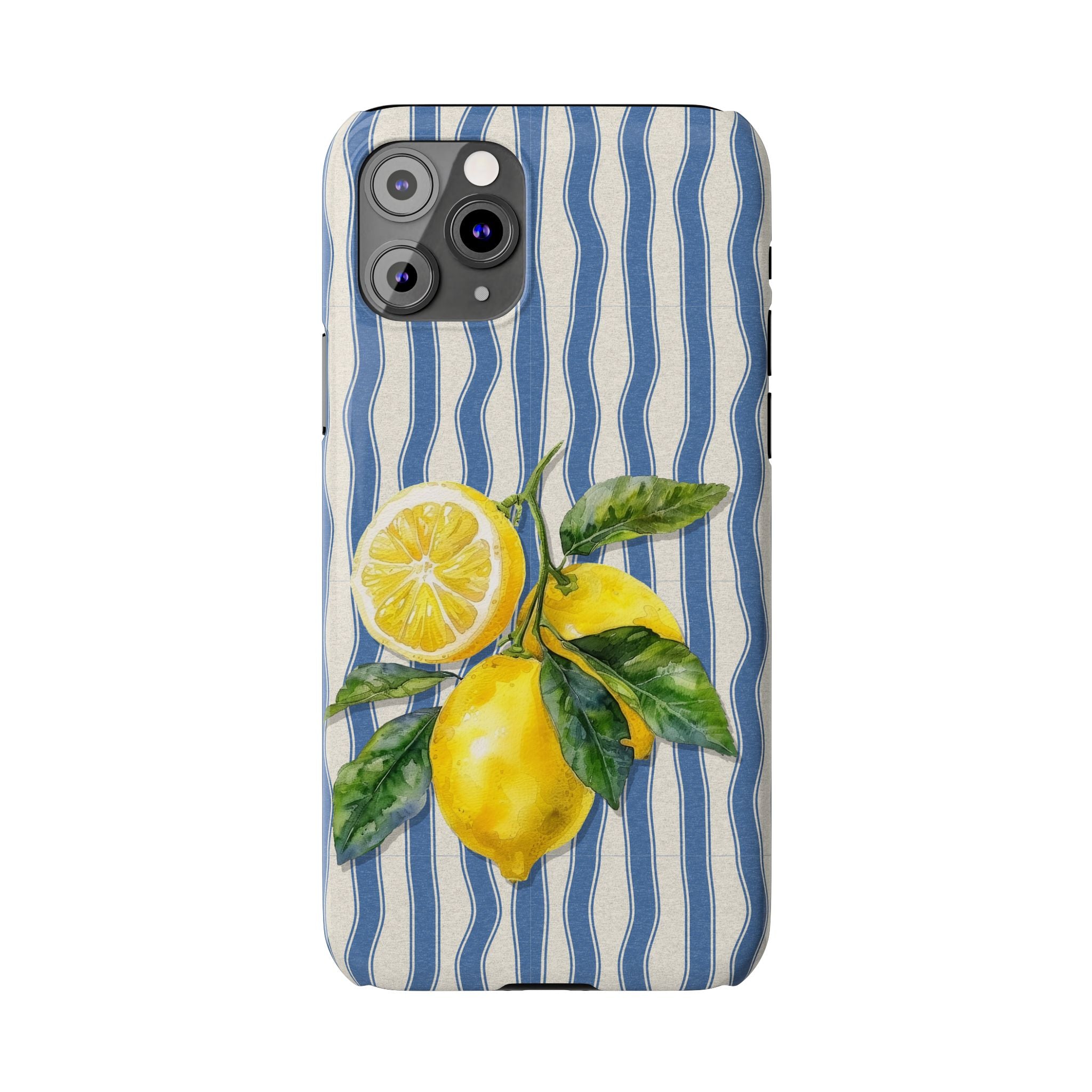 Lemon Stripe Slim Phone Case – Hand-Painted Citrus Design