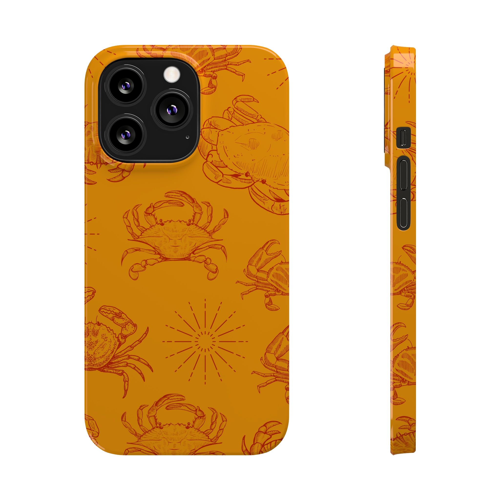 Crab Pattern Slim Phone Case — Orange Nautical Beach Vibe