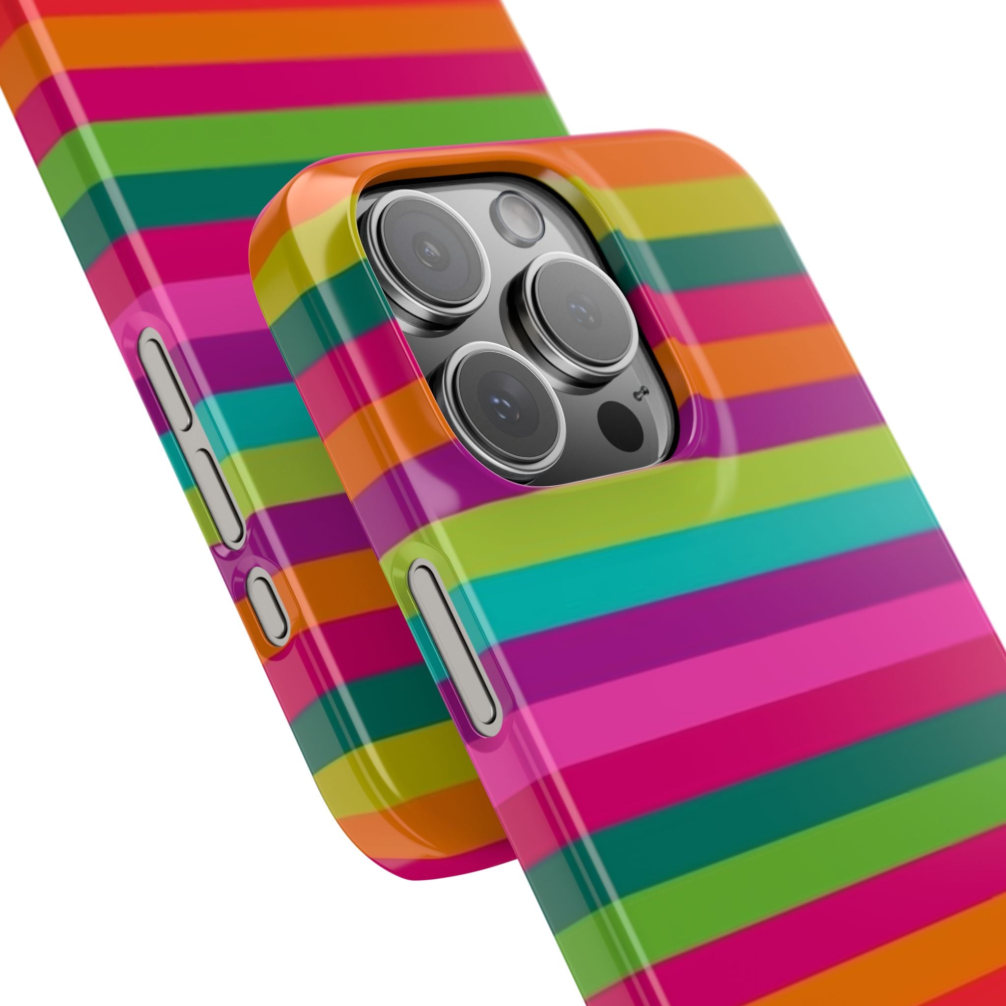 Chic Stripes Slim Phone Case — Colorful Rainbow Stripe Monogram Phone Cover