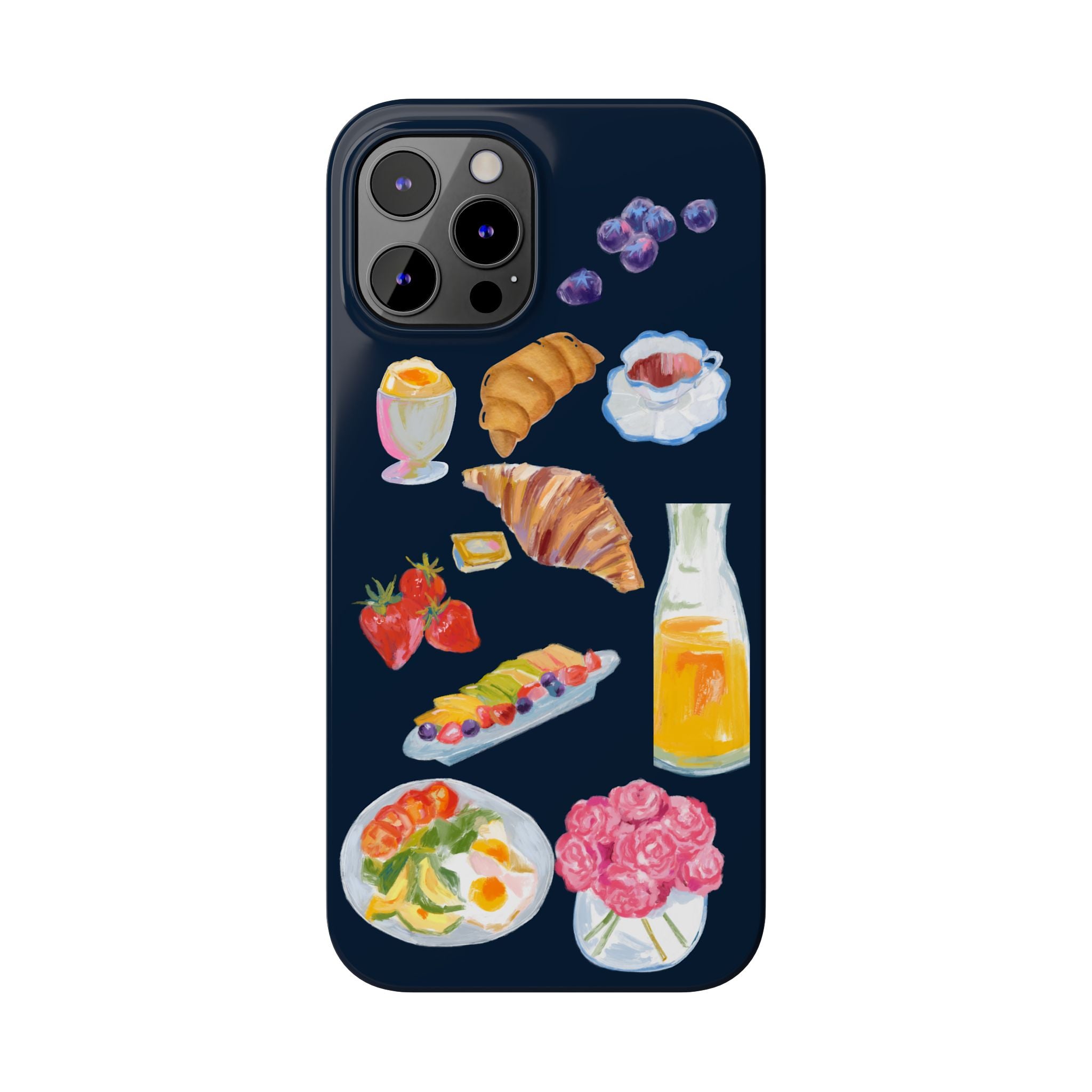 Brunch Icons Slim Phone Case — Croissant, Eggs & Juice Breakfast Design