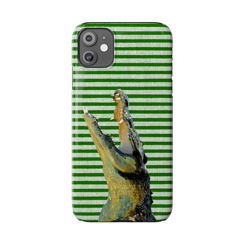 Alligator Stripes Slim Phone Case — Green Striped Gator Design