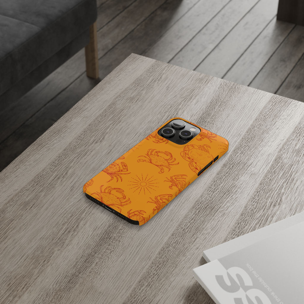 Crab Pattern Slim Phone Case — Orange Nautical Beach Vibe