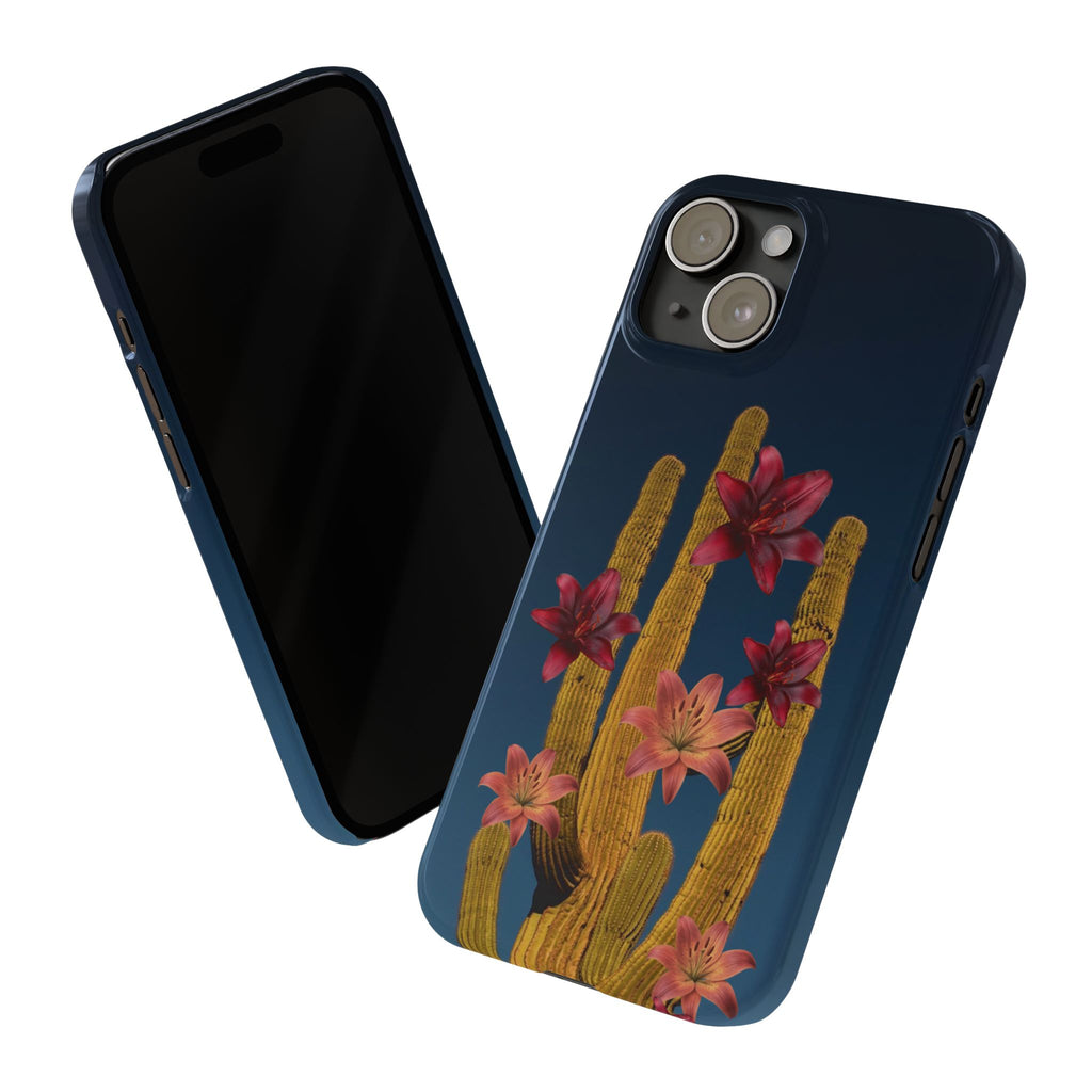 Cactus Bloom Slim Phone Case — Desert Floral Night Design