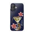 Heritage Cheetah Martini Slim Phone Case — Floral Cocktail Design