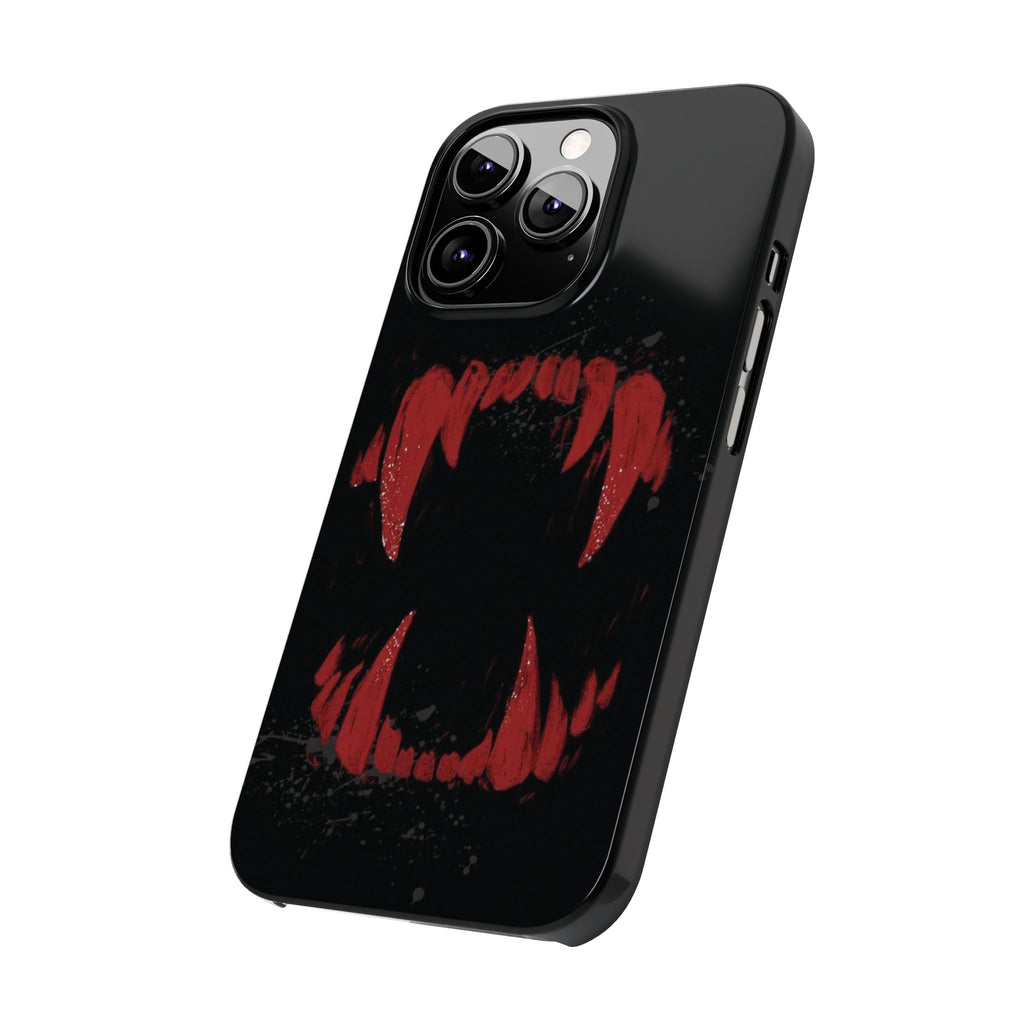 Vampire Fangs Slim Phone Case — Gothic Red Bite Design