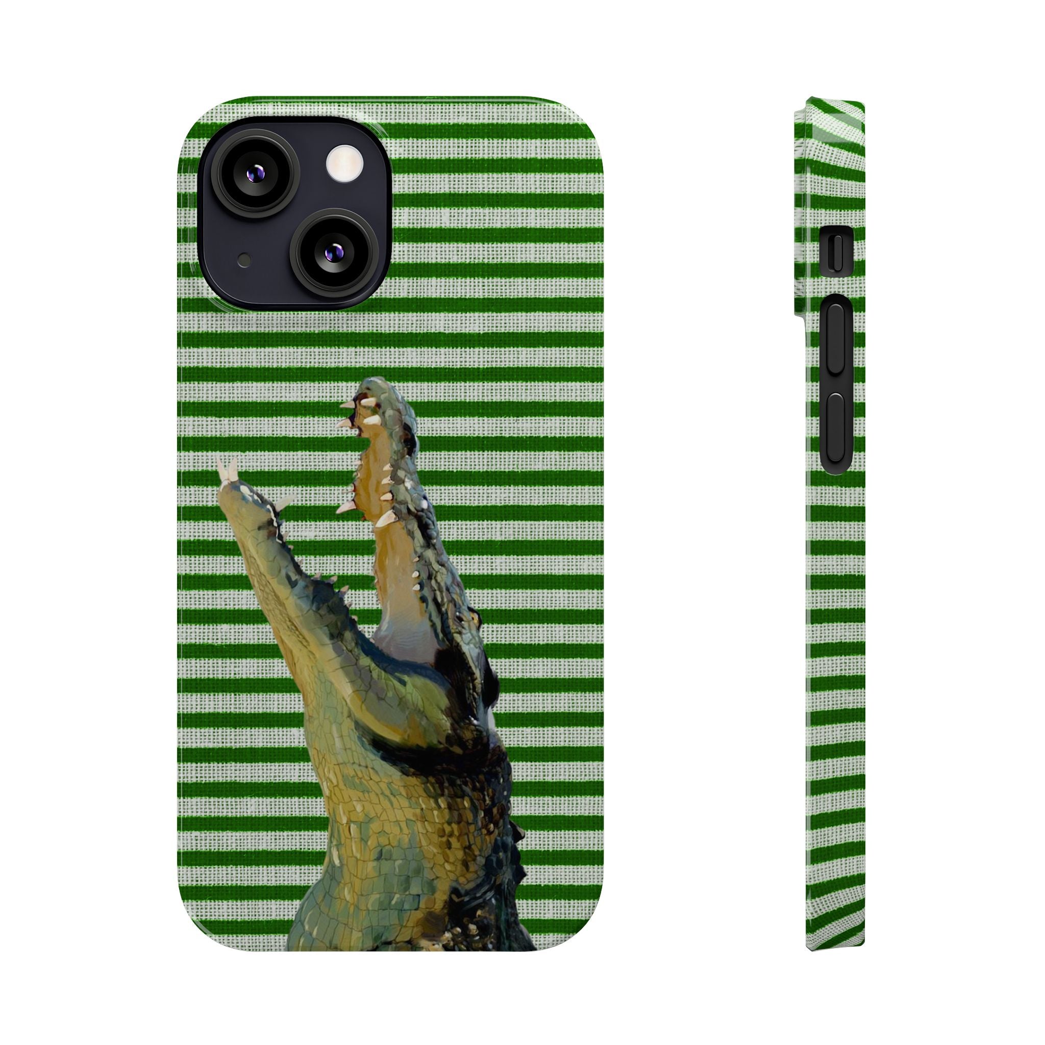 Alligator Stripes Slim Phone Case — Green Striped Gator Design