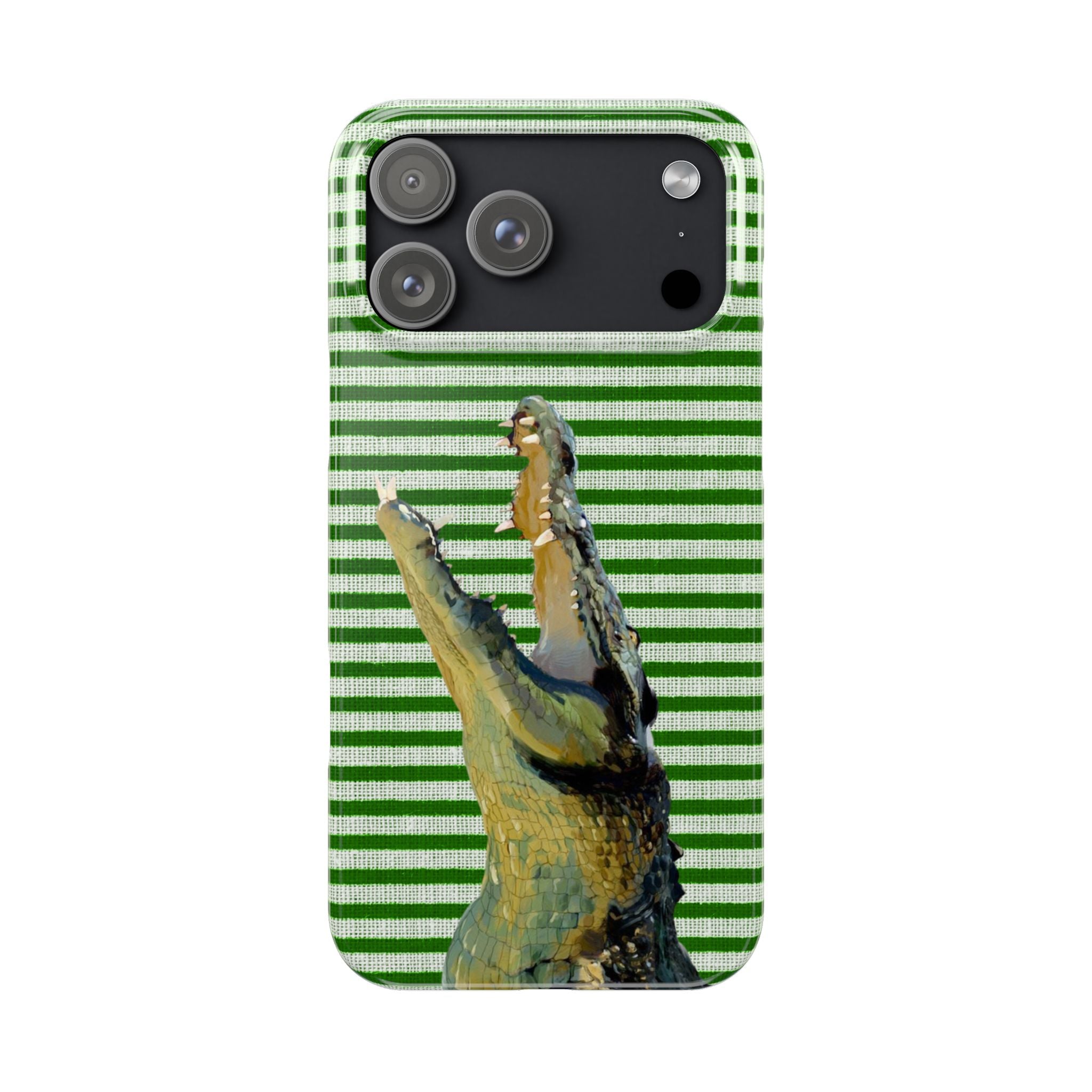 Alligator Stripes Slim Phone Case — Green Striped Gator Design