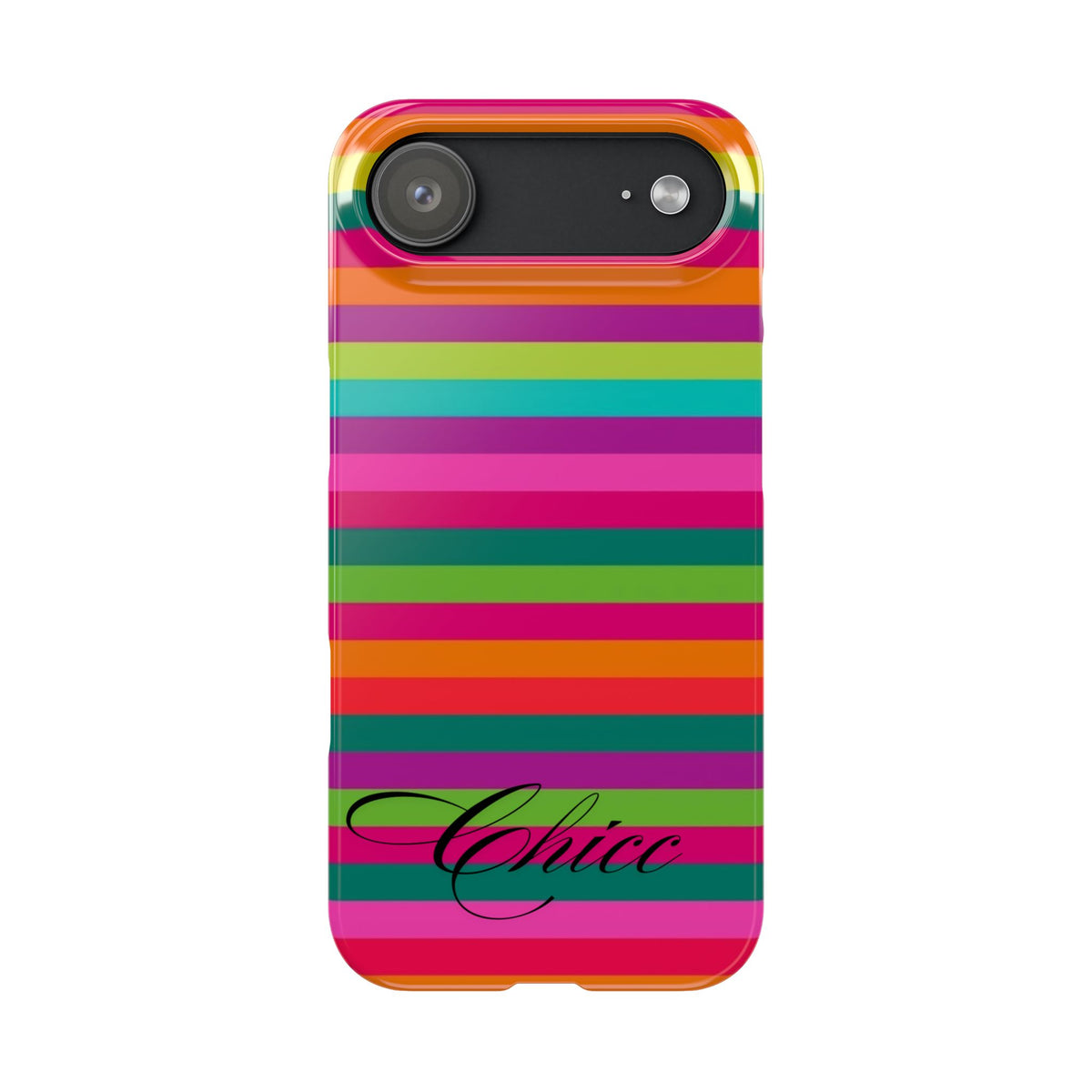 Chic Stripes Slim Phone Case — Colorful Rainbow Stripe Monogram Phone Cover